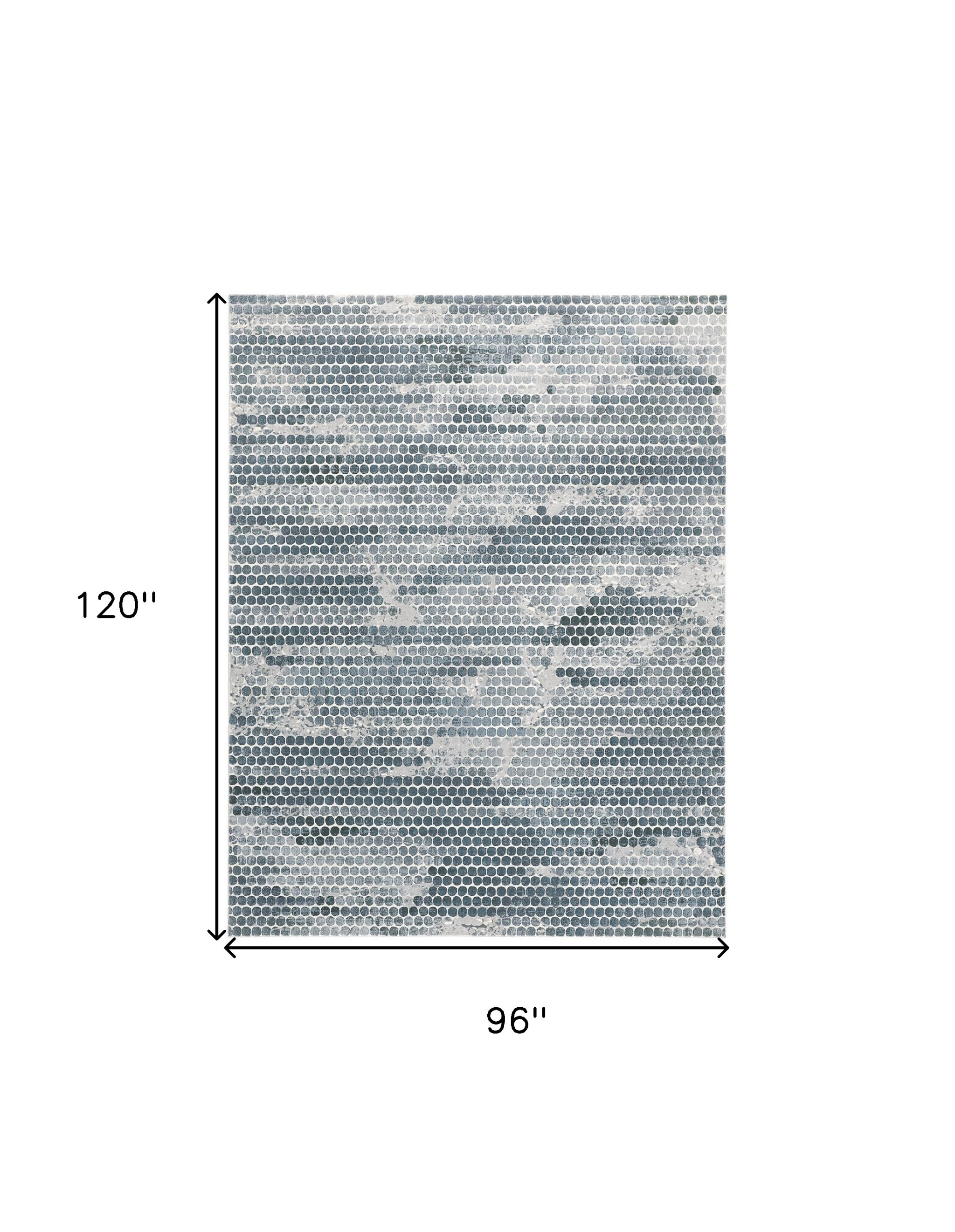 8" X 10" Blue And Gray Polka Dots Distressed Stain Resistant Area Rug