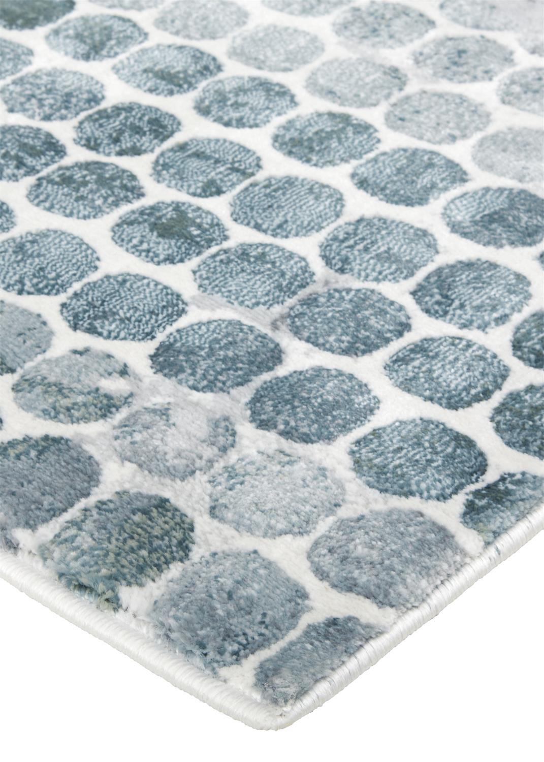 10" X 13" Blue And Gray Polka Dots Distressed Stain Resistant Area Rug