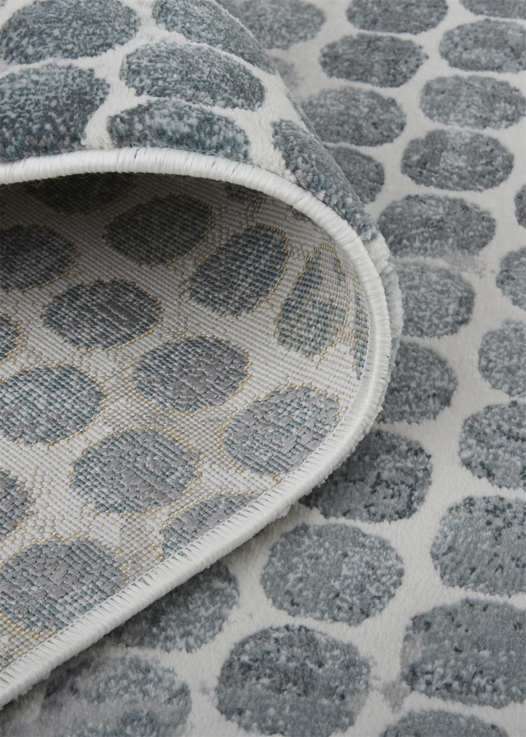 10" X 13" Blue And Gray Polka Dots Distressed Stain Resistant Area Rug