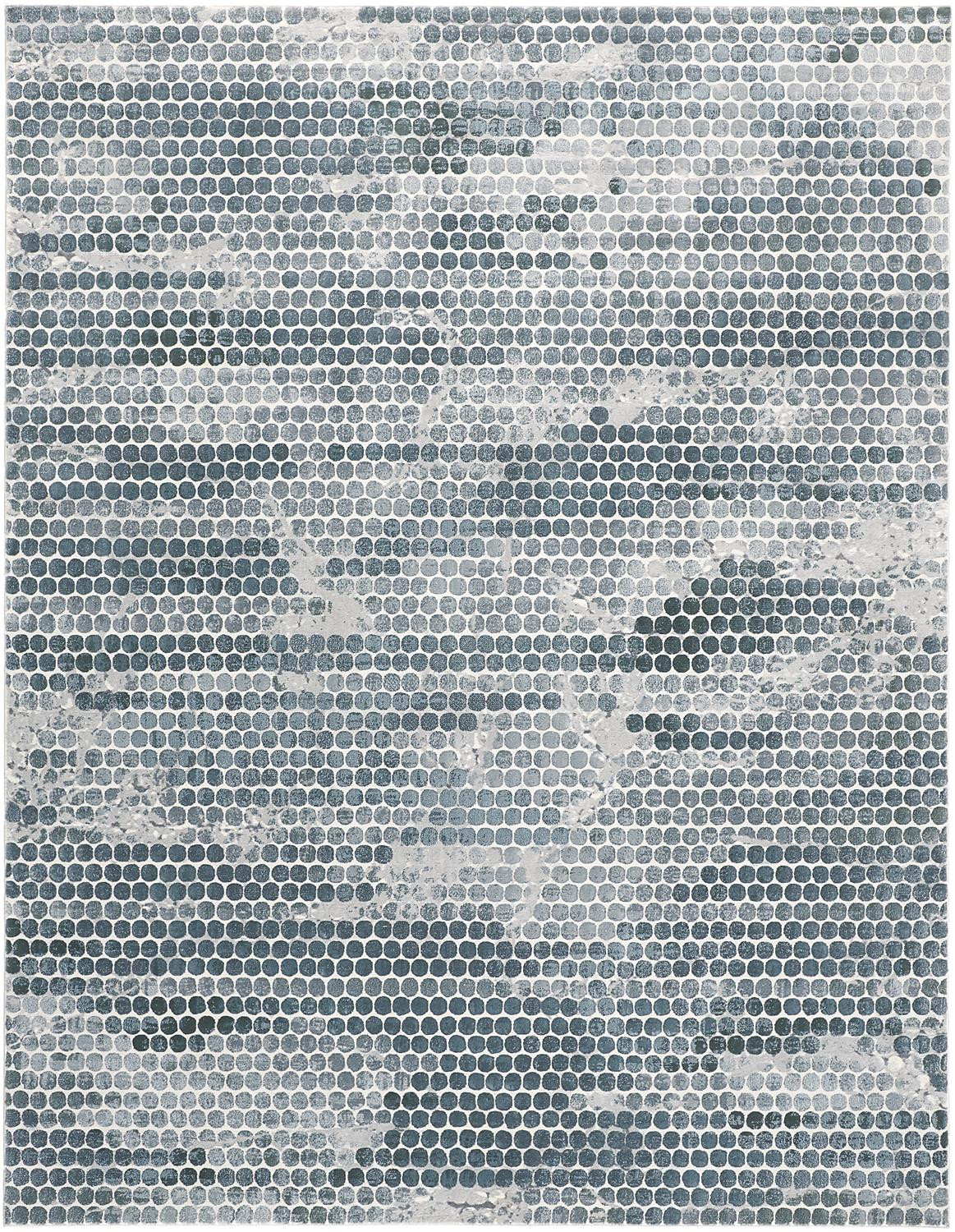 2 X 3 Blue And gray Polka Dots Distressed Stain Resistant Area Rug