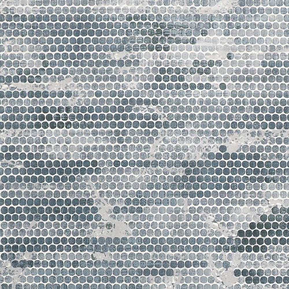 2" X 3" Blue And Gray Polka Dots Distressed Stain Resistant Area Rug