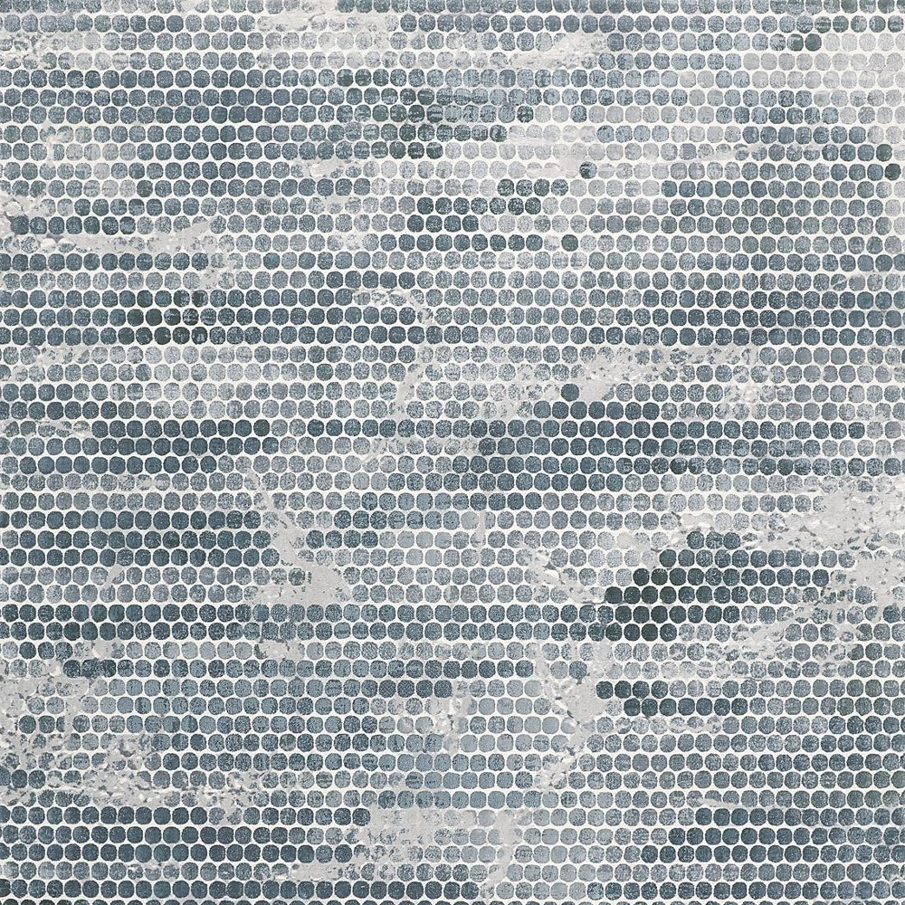 2" X 3" Blue And Gray Polka Dots Distressed Stain Resistant Area Rug