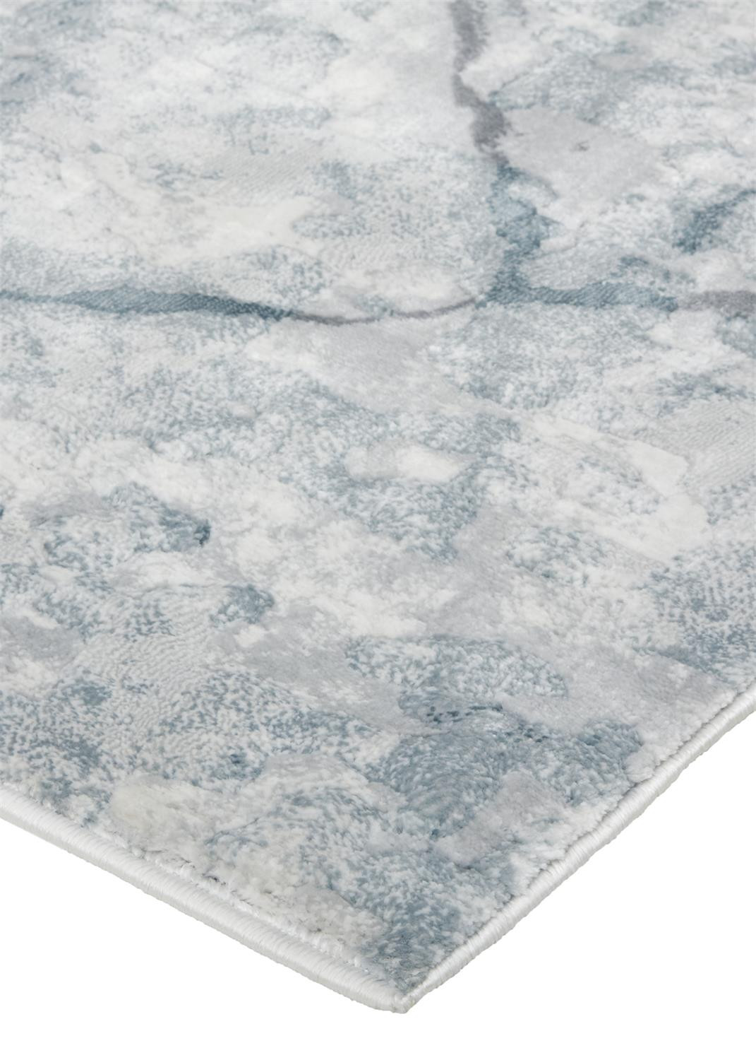 8" X 10" Blue Gray And Ivory Abstract Distressed Stain Resistant Area Rug