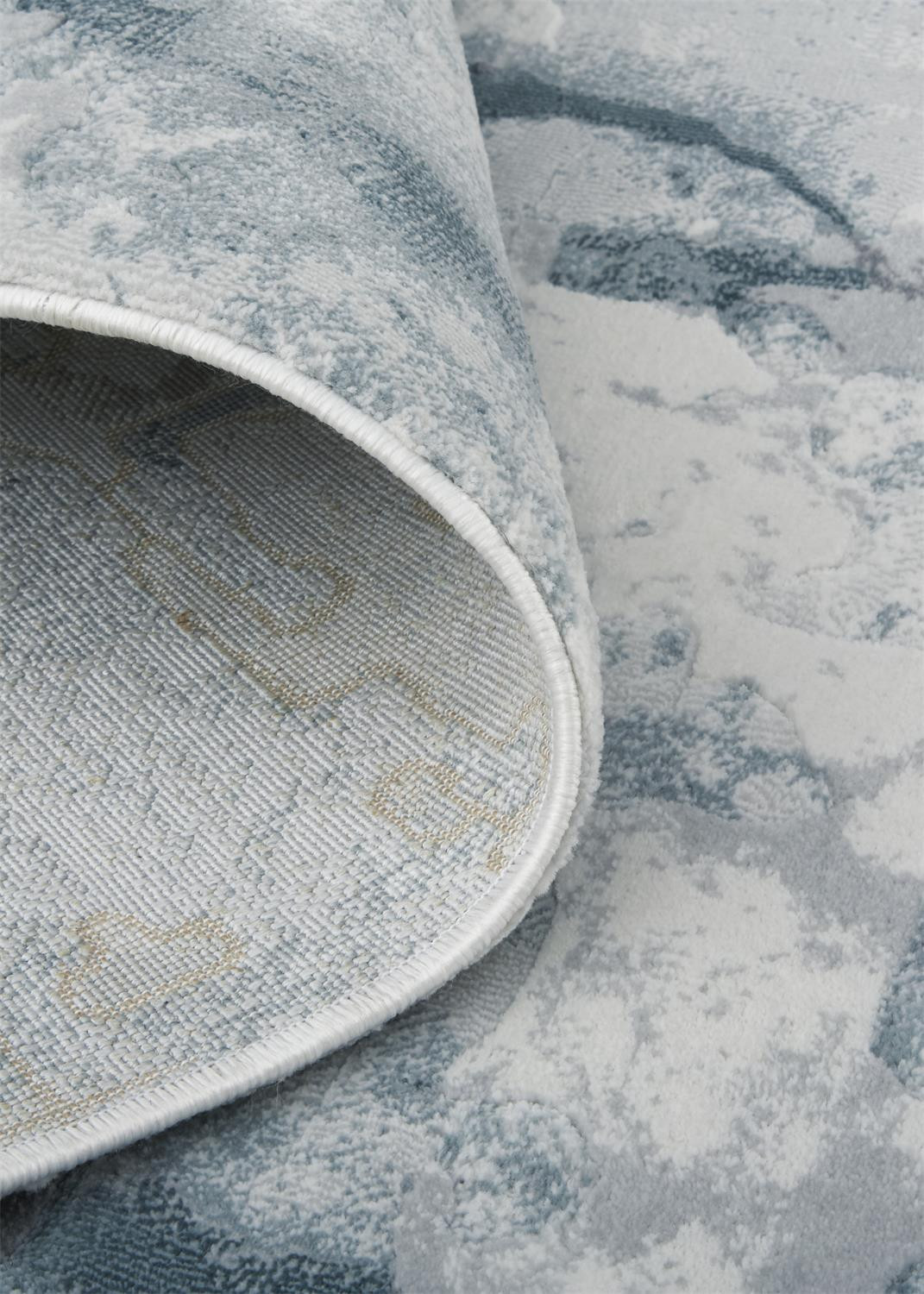 8" X 10" Blue Gray And Ivory Abstract Distressed Stain Resistant Area Rug