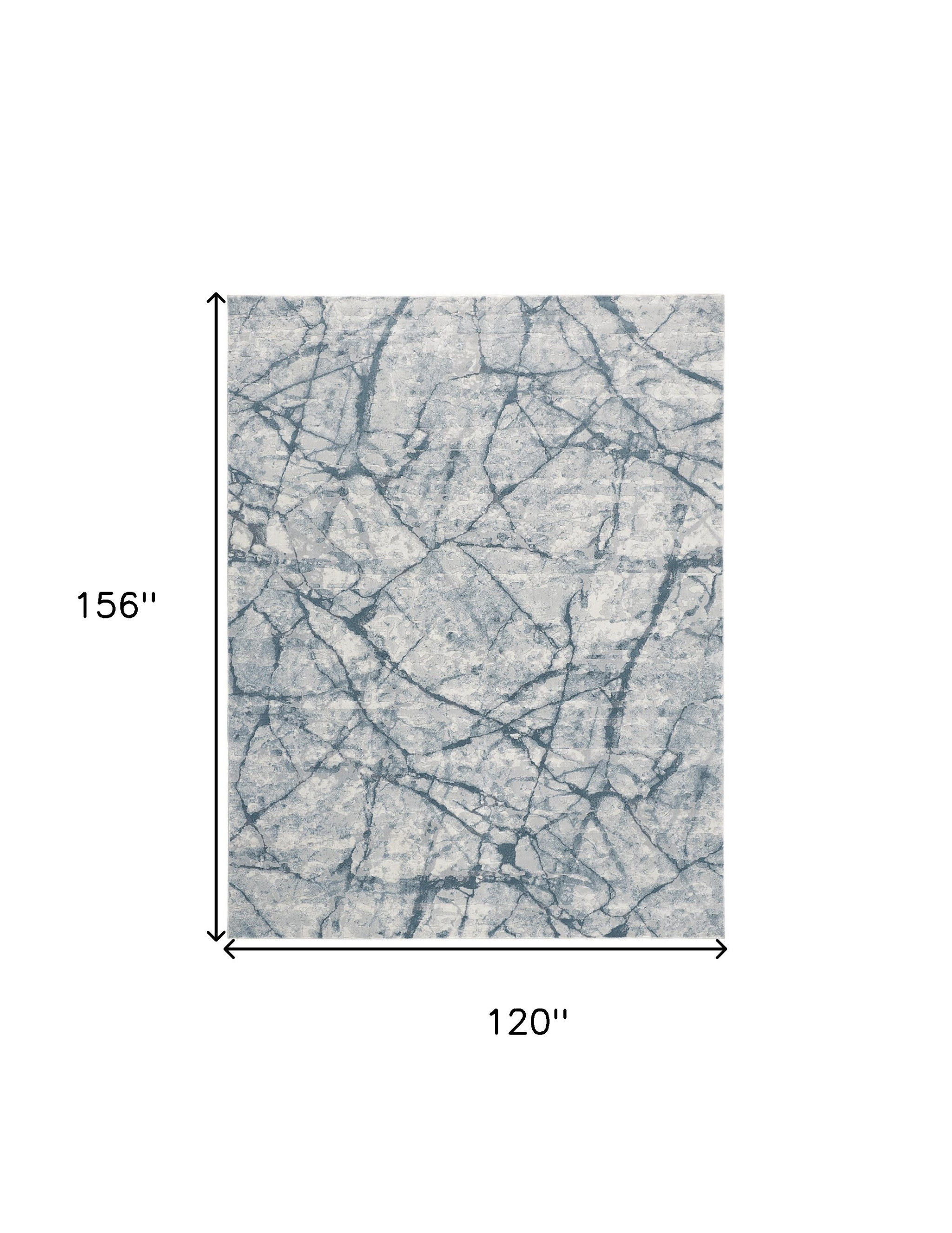 10" X 13" Blue Gray And Ivory Abstract Distressed Stain Resistant Area Rug