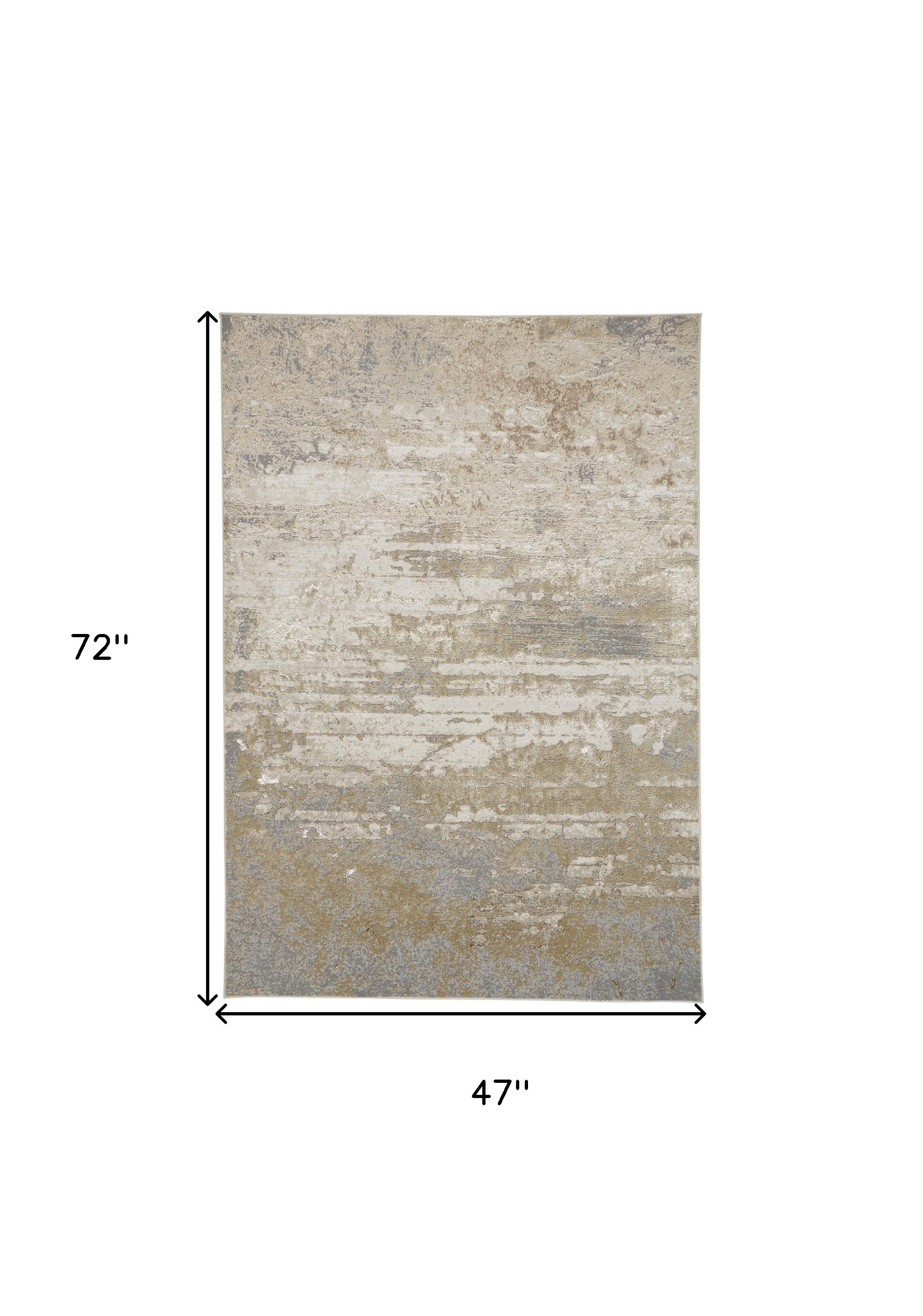 4" X 6" Ivory Gold And Gray Abstract Area Rug
