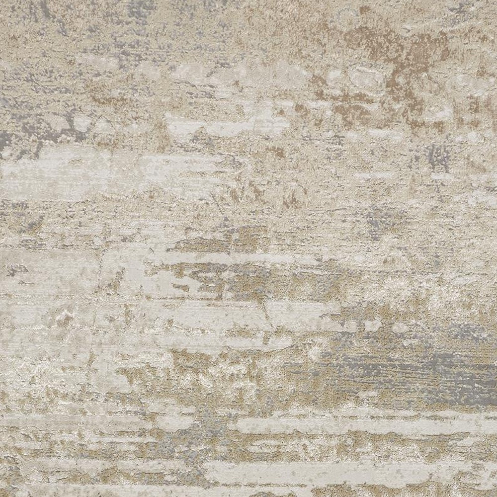 4" X 6" Ivory Gold And Gray Abstract Area Rug