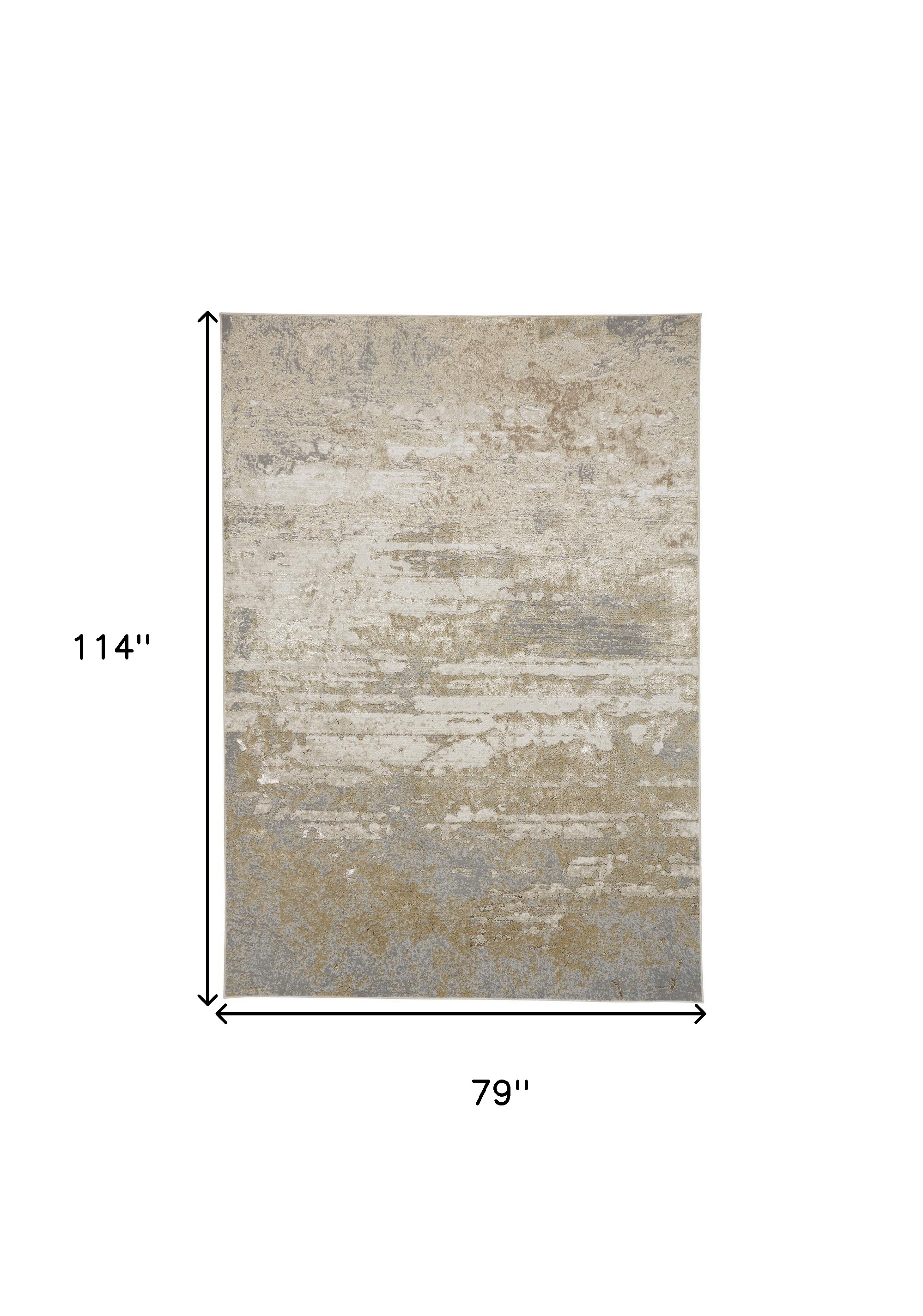 7" X 10" Ivory Gold And Gray Abstract Stain Resistant Area Rug