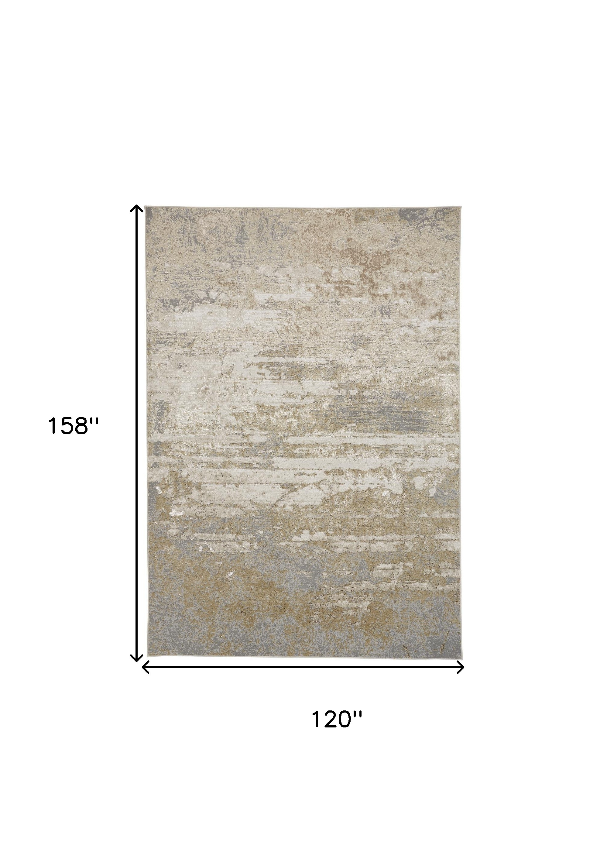 10" X 13" Ivory Gold And Gray Abstract Stain Resistant Area Rug