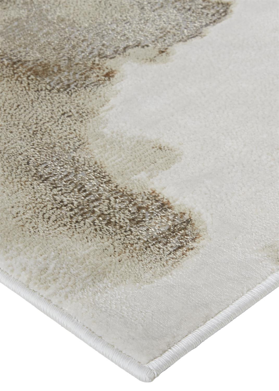 9" X 12" Ivory Tan And Gray Abstract Area Rug