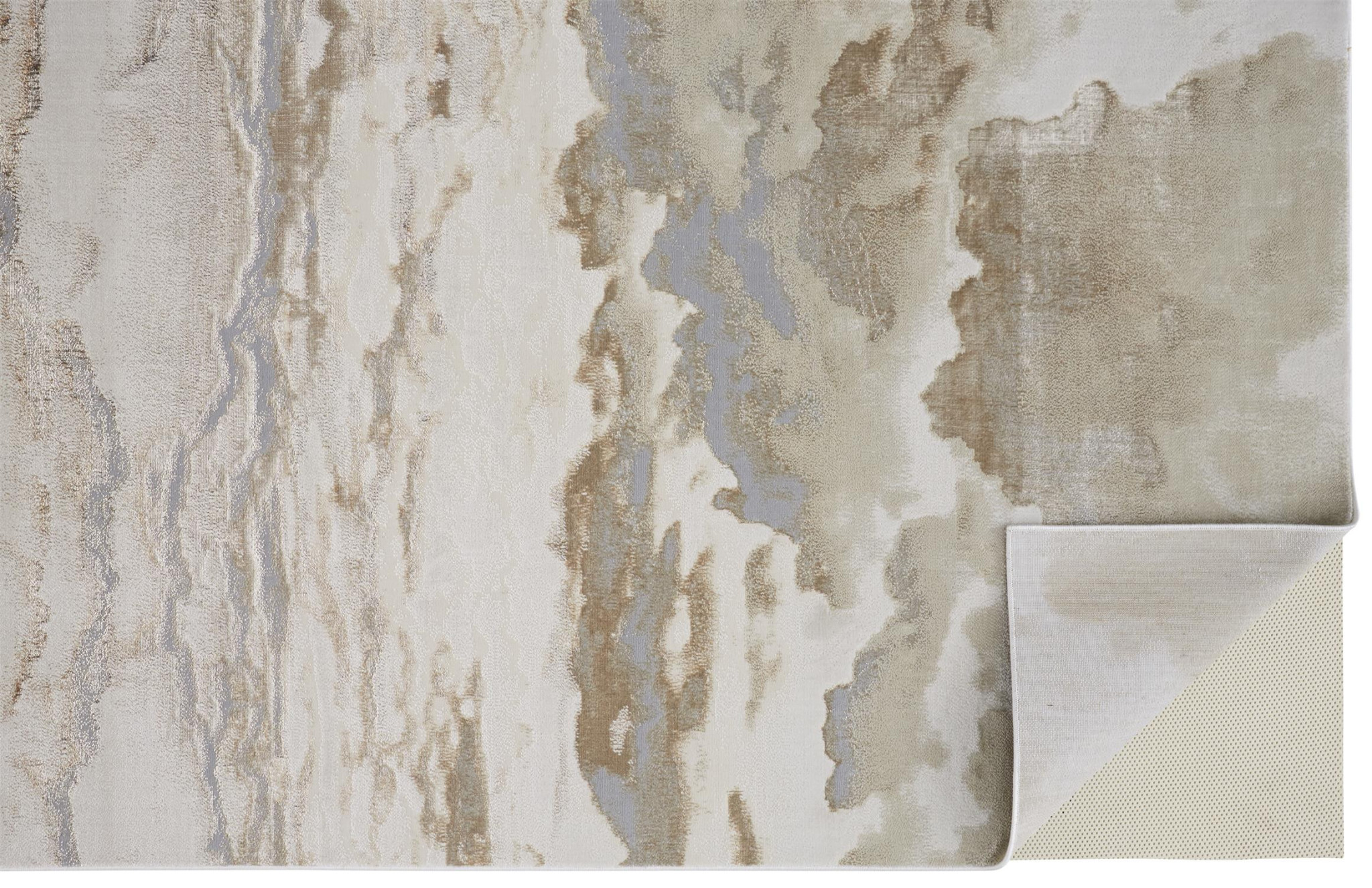 10" X 13" Ivory Tan And Gray Abstract Stain Resistant Area Rug