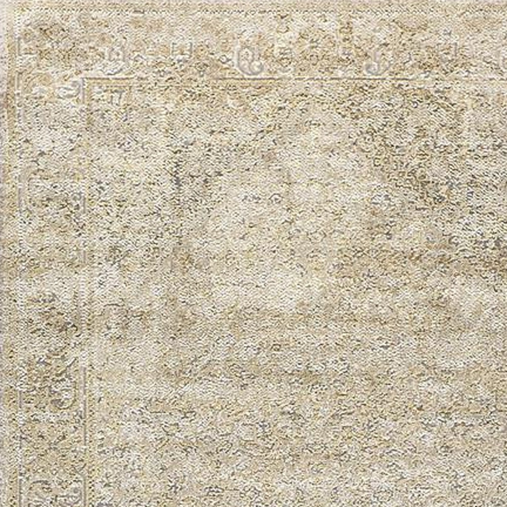 8" Gold and Ivory Medallion Power Loom Runner Rug