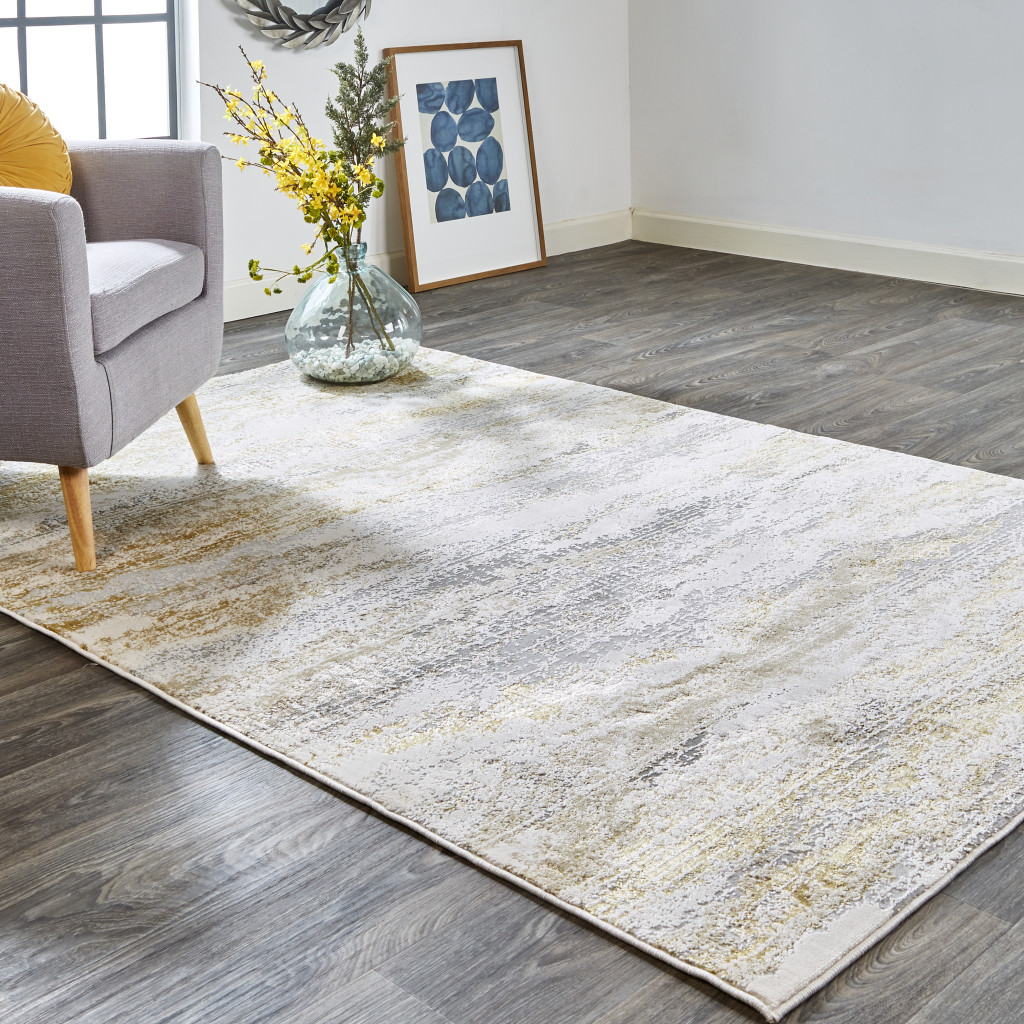 8" X 10" Gray and Ivory Abstract Non Skid Area Rug