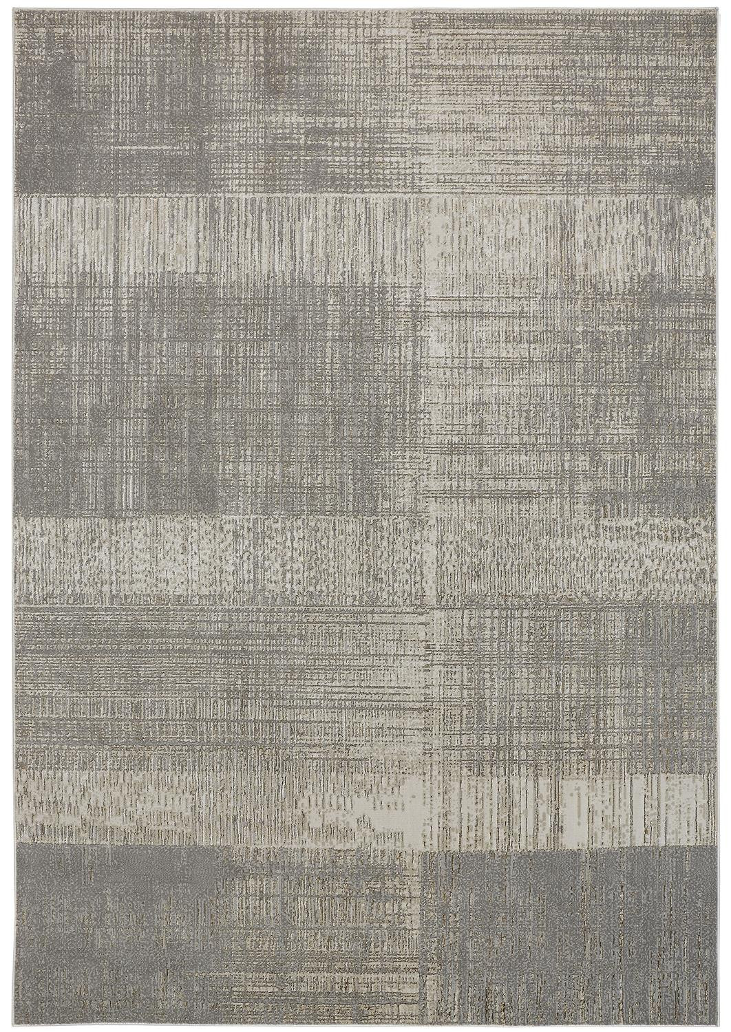 7" X 10" Gray and Ivory Abstract Non Skid Area Rug
