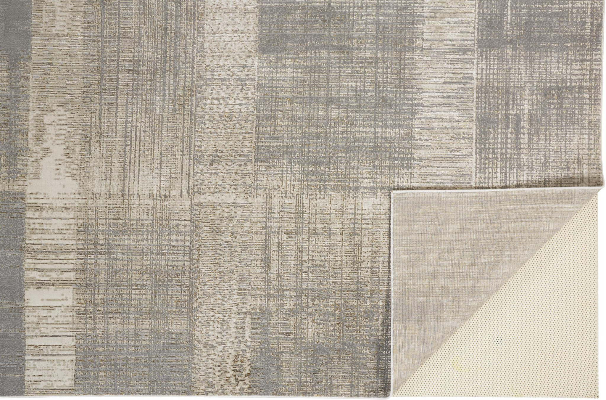 7" X 10" Gray and Ivory Abstract Non Skid Area Rug