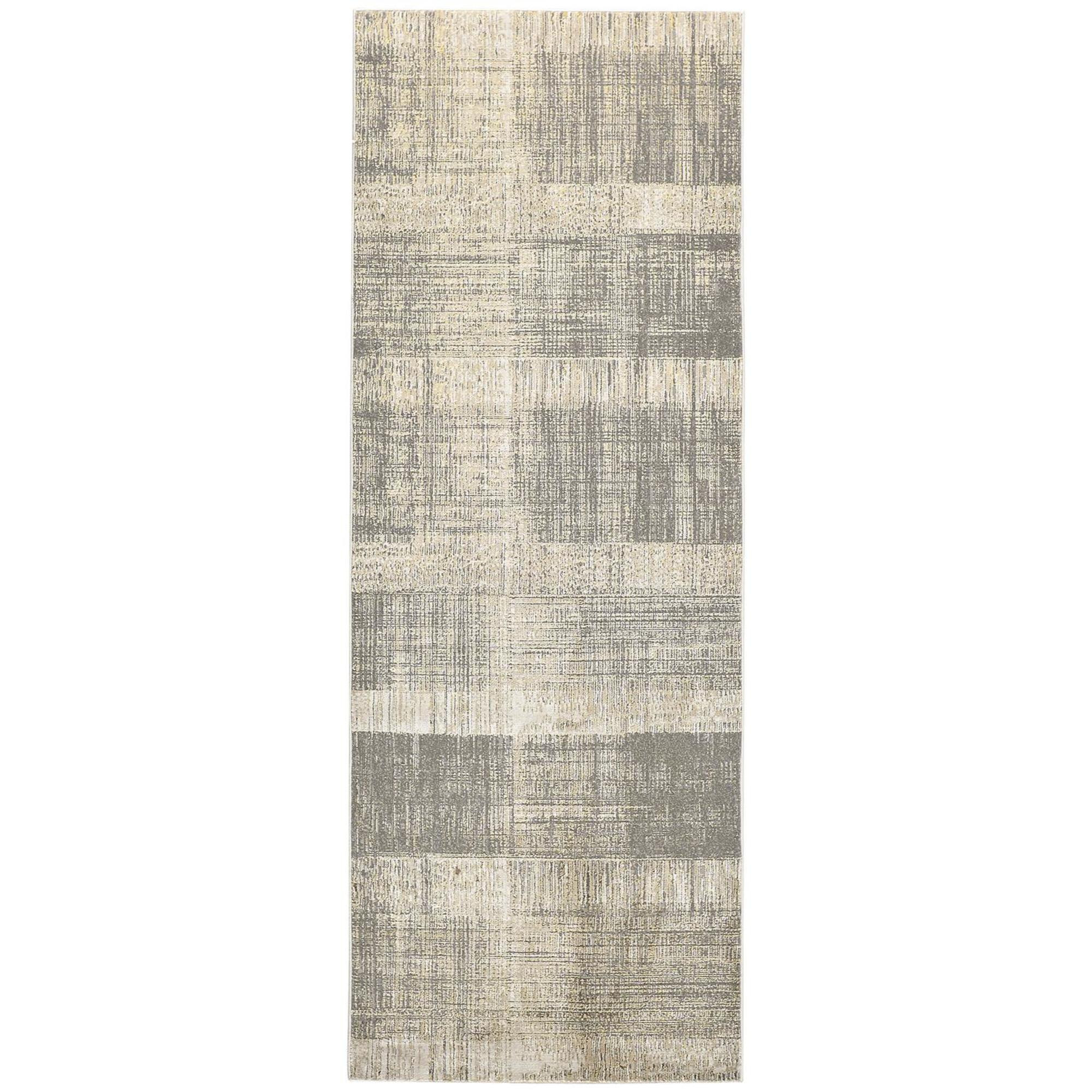 8" Gray and Ivory Abstract Runner Rug