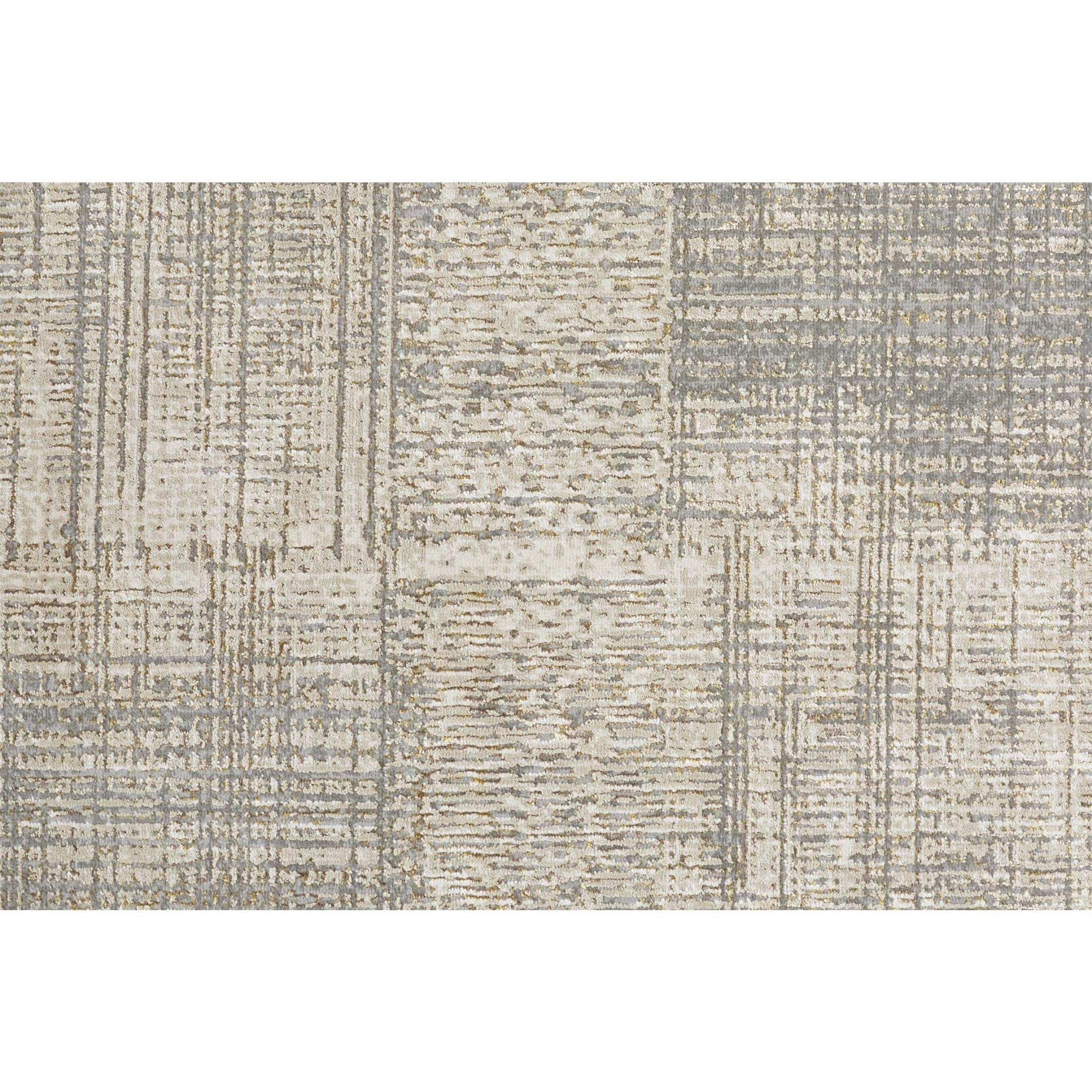 8" Gray and Ivory Abstract Runner Rug