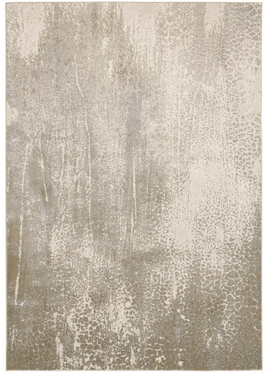 4" X 6" Gray and Ivory Abstract Non Skid Area Rug