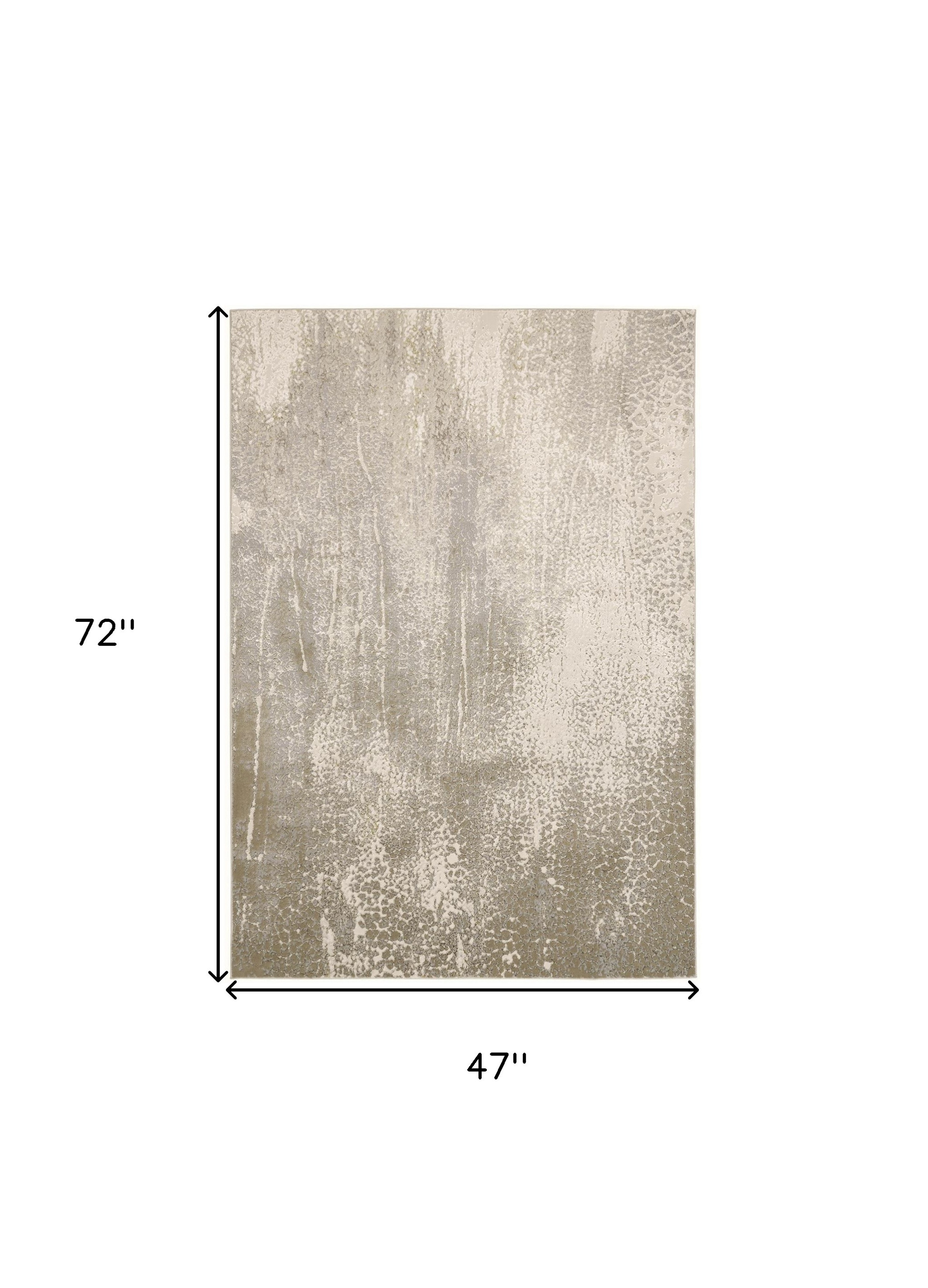 4" X 6" Gray and Ivory Abstract Non Skid Area Rug