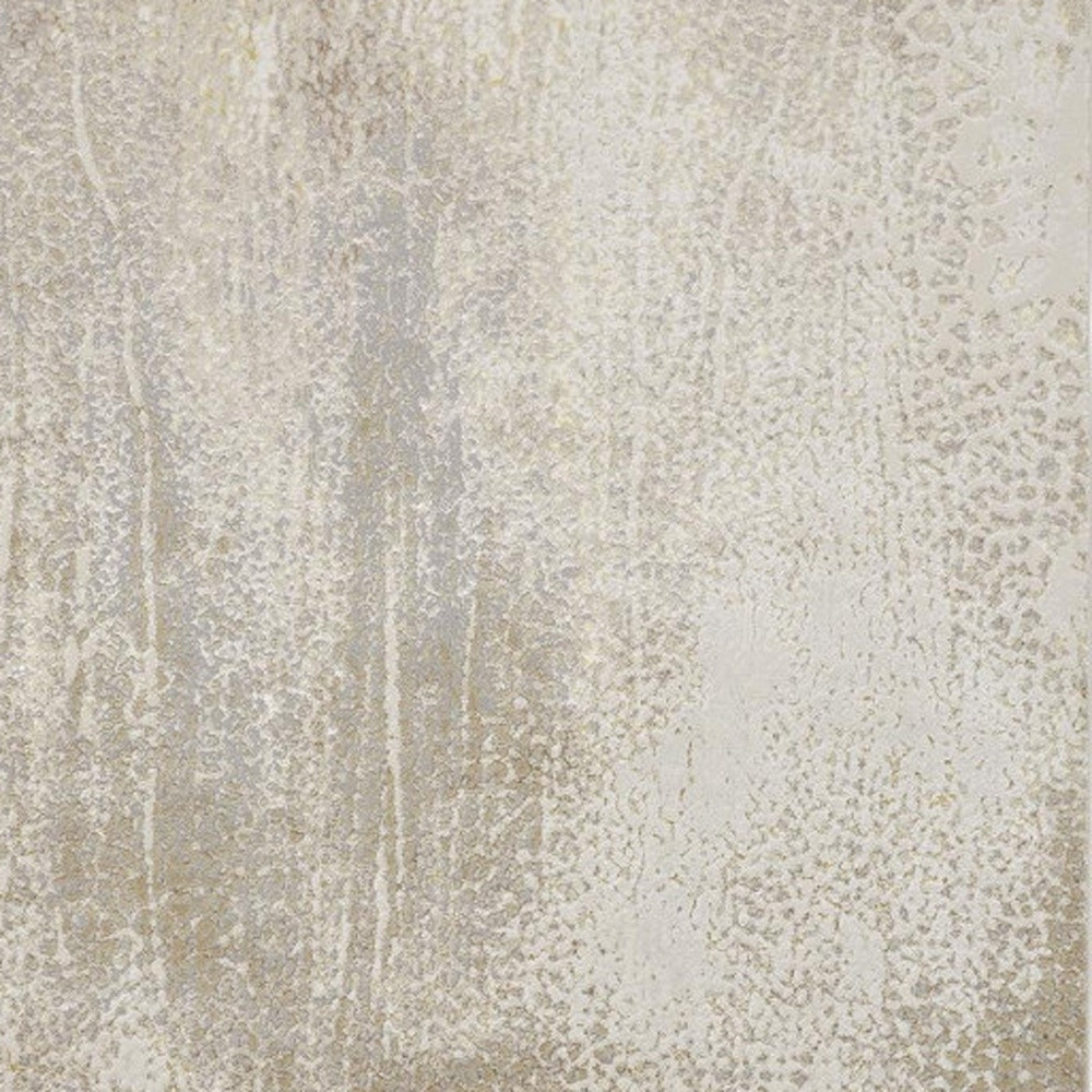 5" X 8" Ivory Gray And Gold Abstract Stain Resistant Area Rug