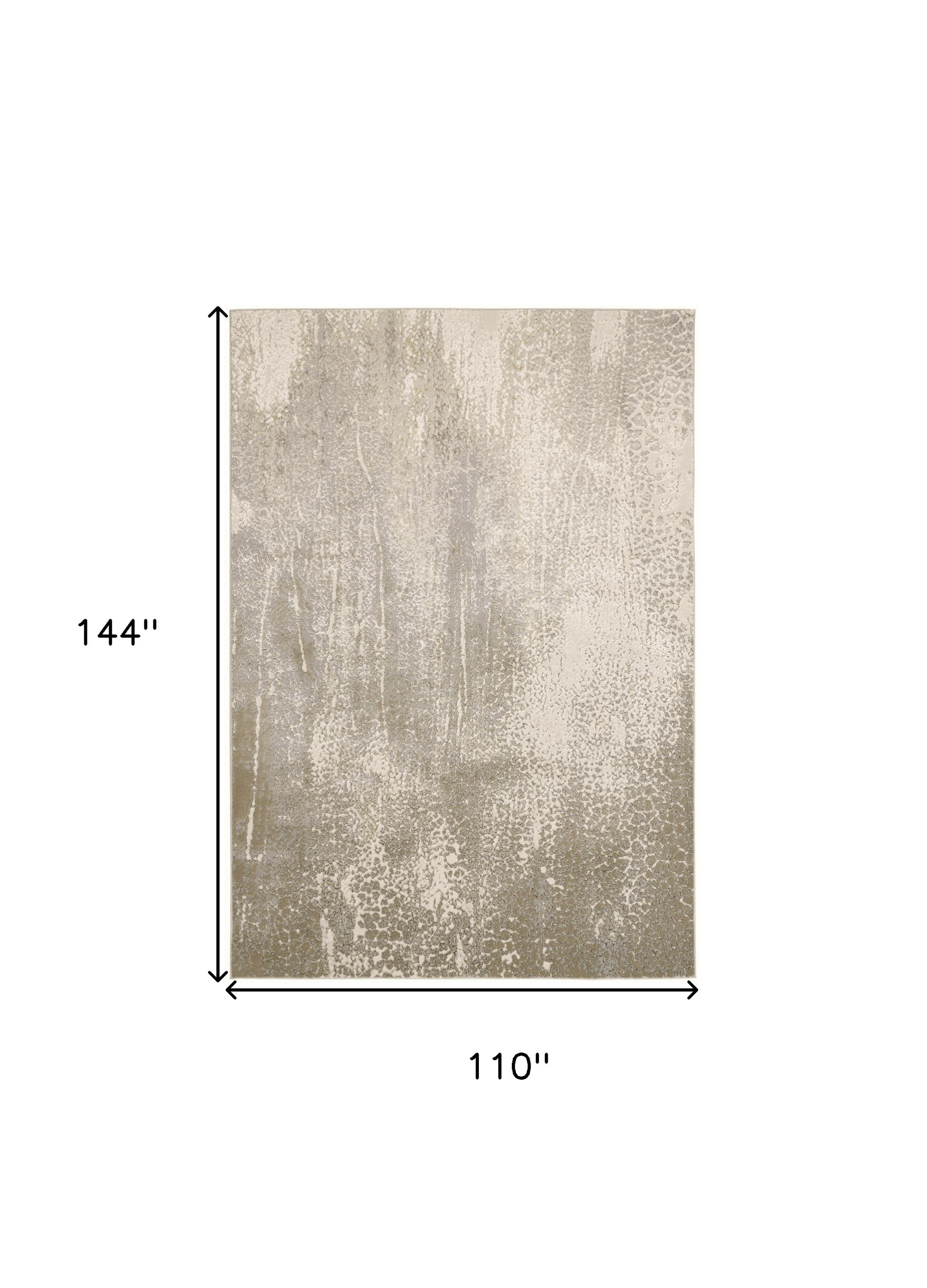 9" X 12" Ivory Gray And Gold Abstract Area Rug