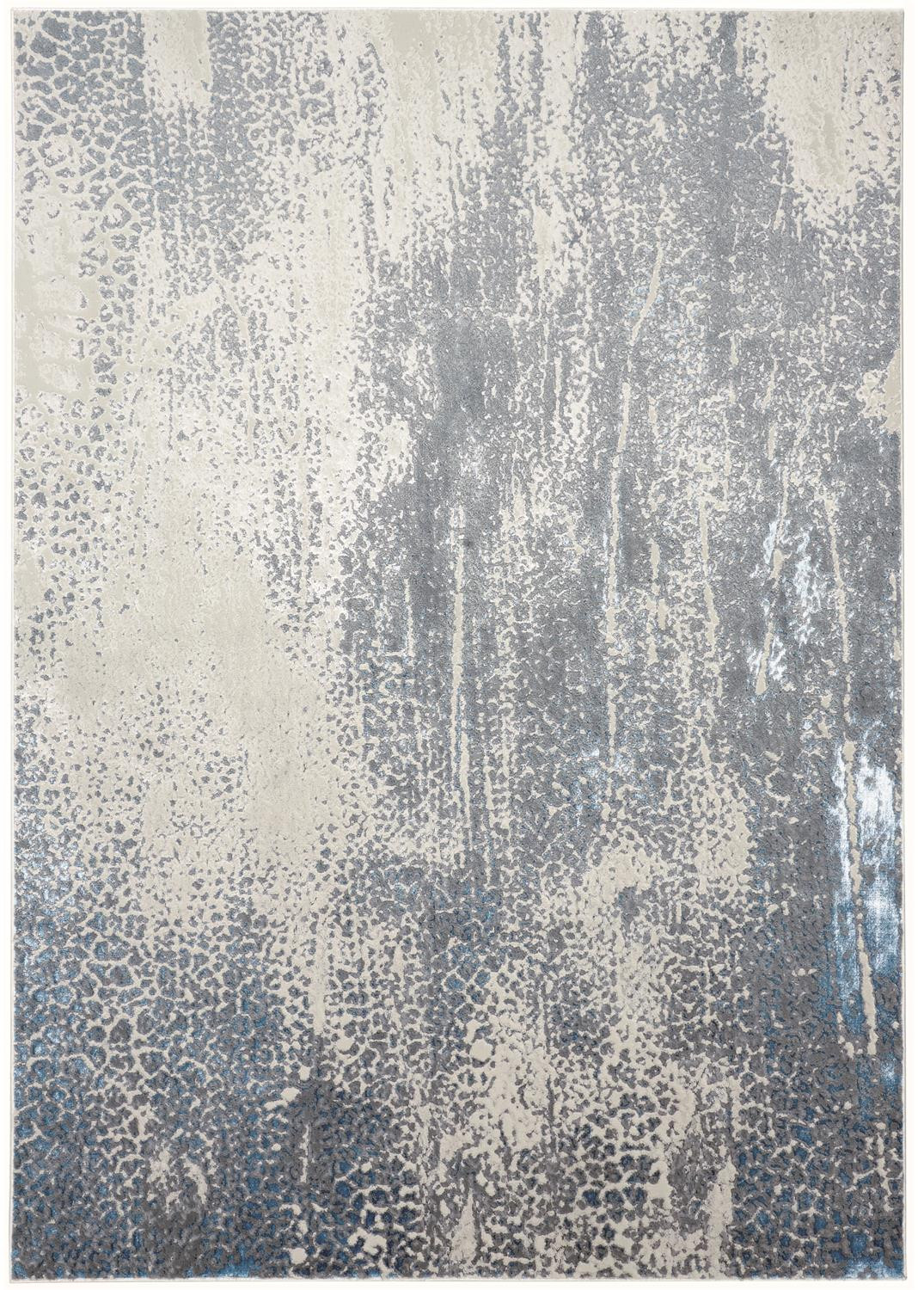 4" X 6" Gray and Ivory Abstract Non Skid Area Rug