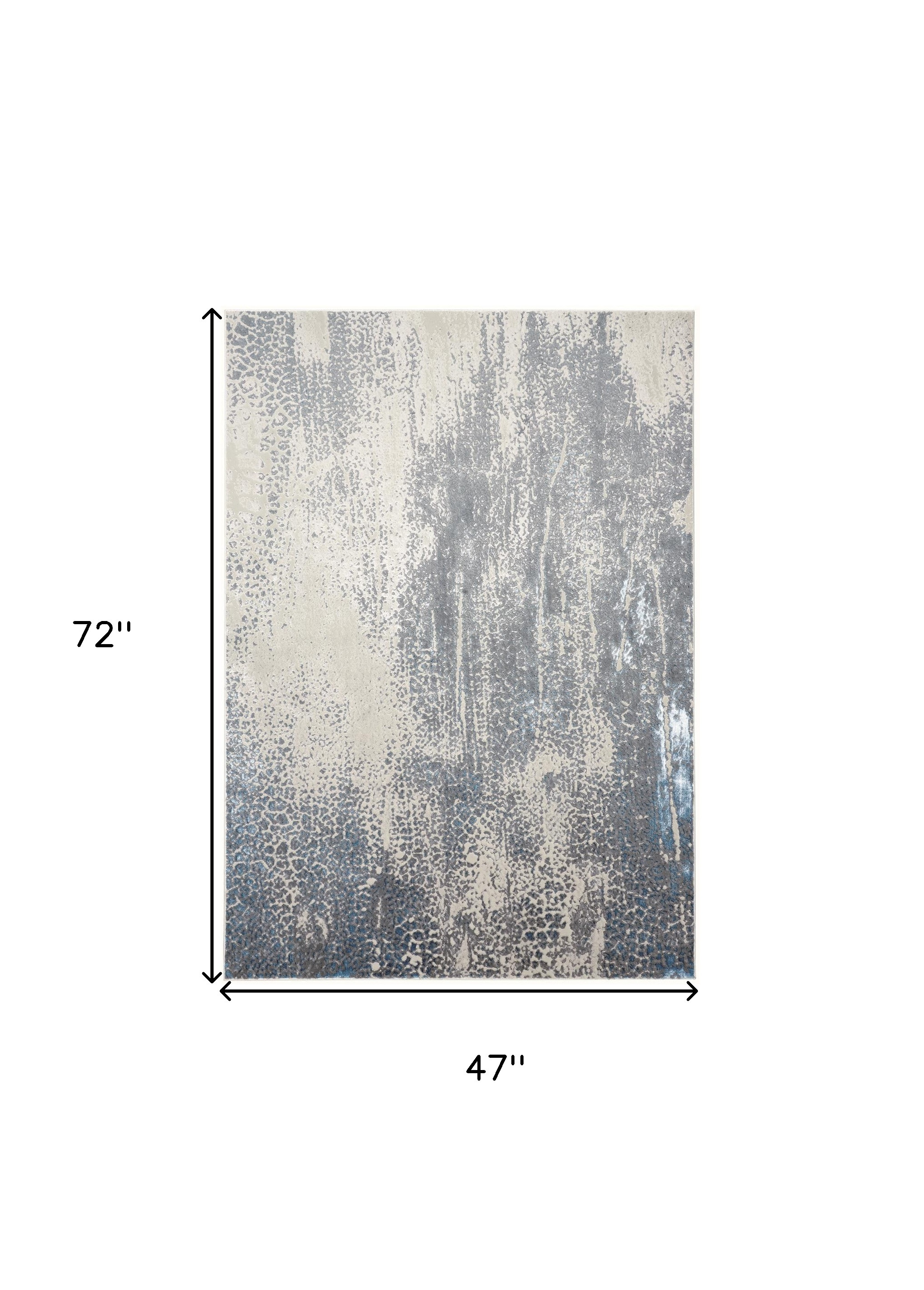 4" X 6" Gray and Ivory Abstract Non Skid Area Rug