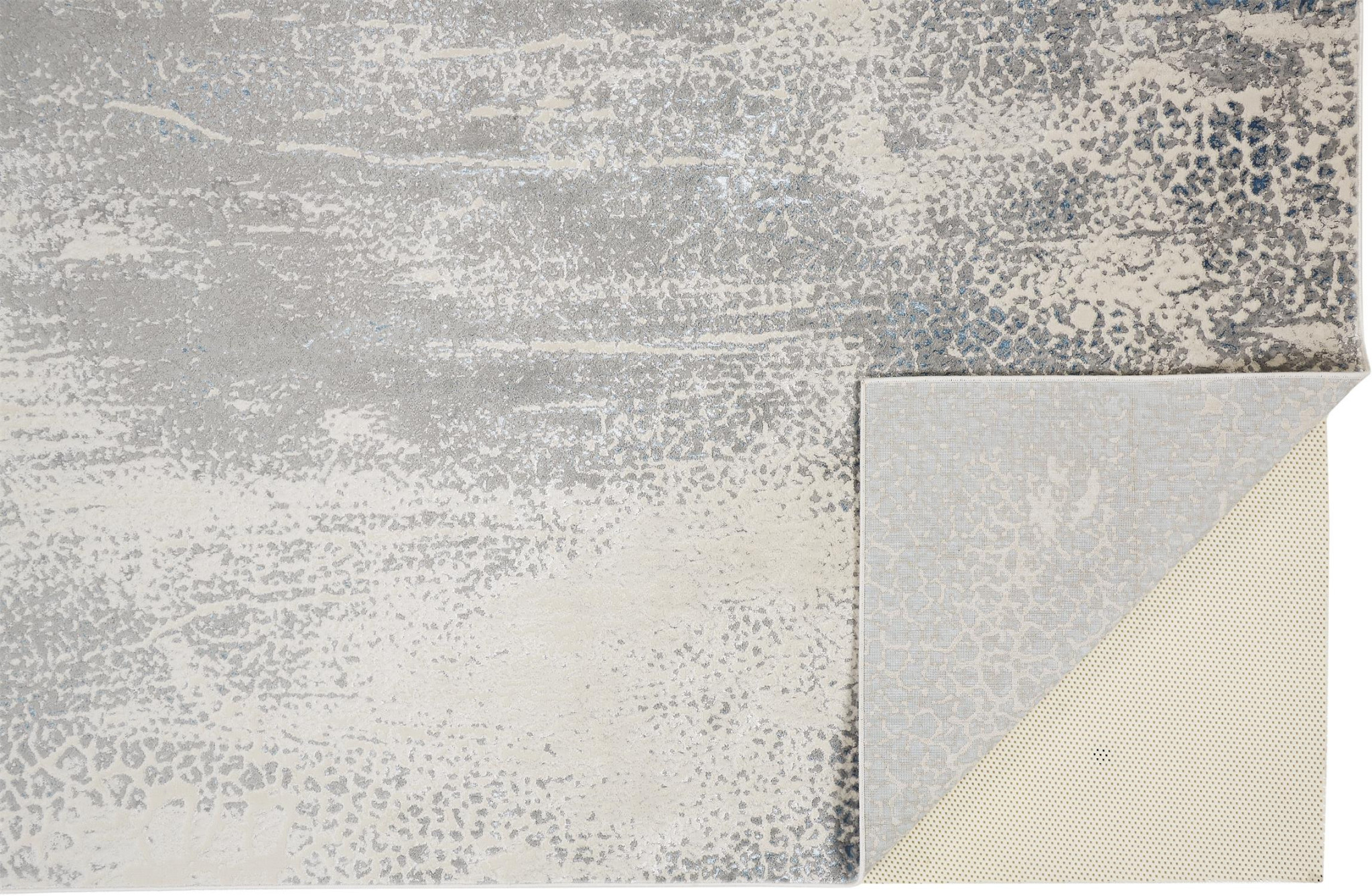 10" X 13" Gray Blue And Ivory Abstract Stain Resistant Area Rug