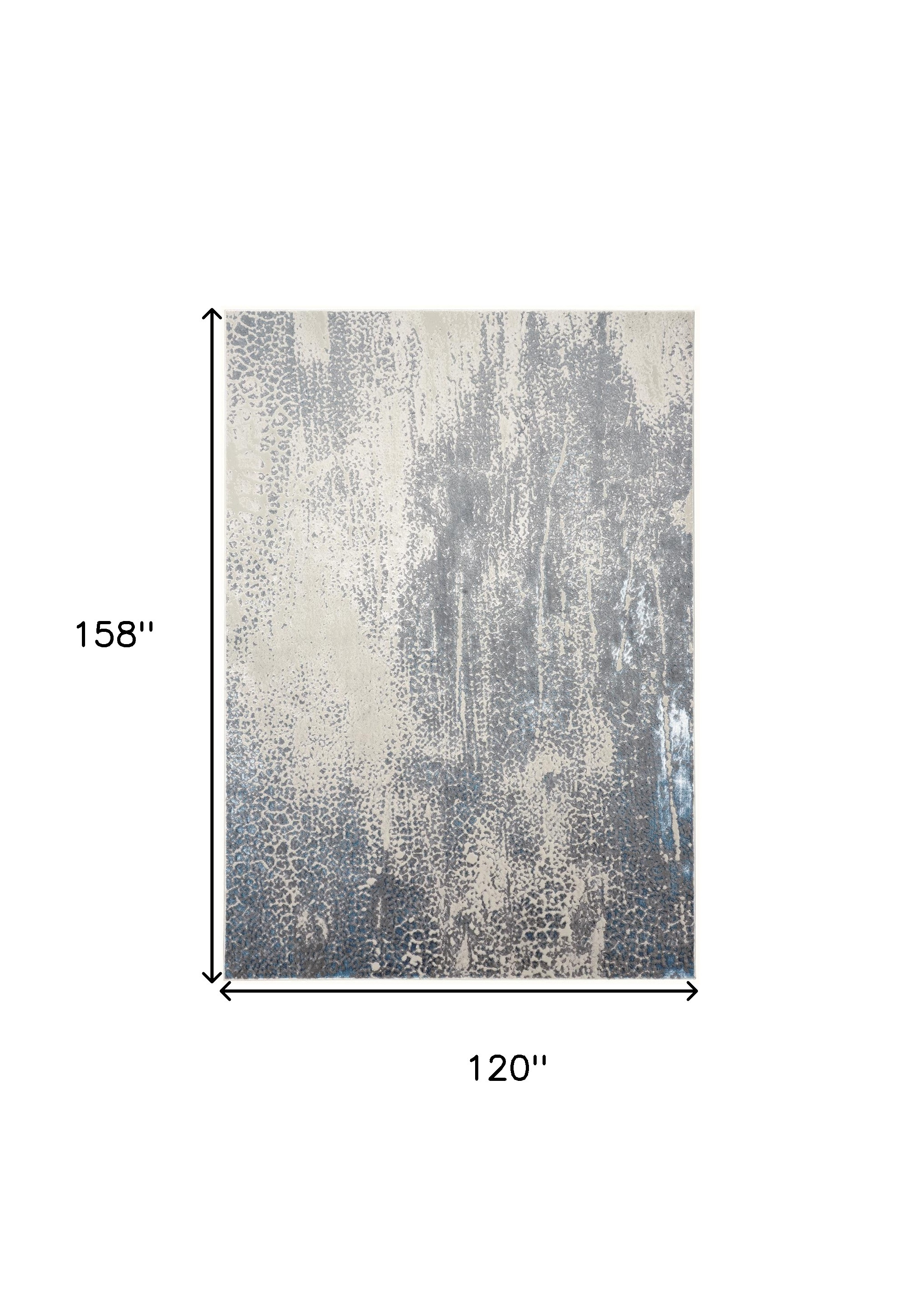 10" X 13" Gray Blue And Ivory Abstract Stain Resistant Area Rug