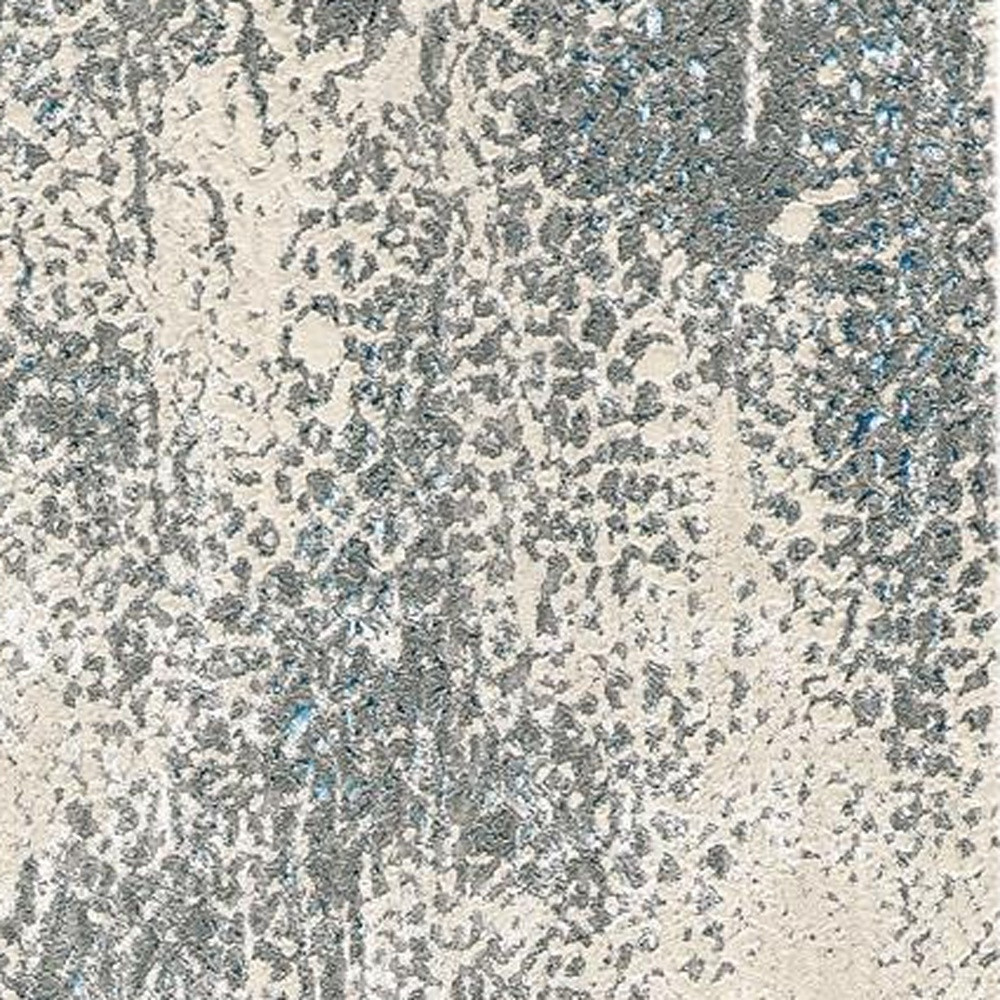 8" Gray and Ivory Abstract Power Loom Runner Rug
