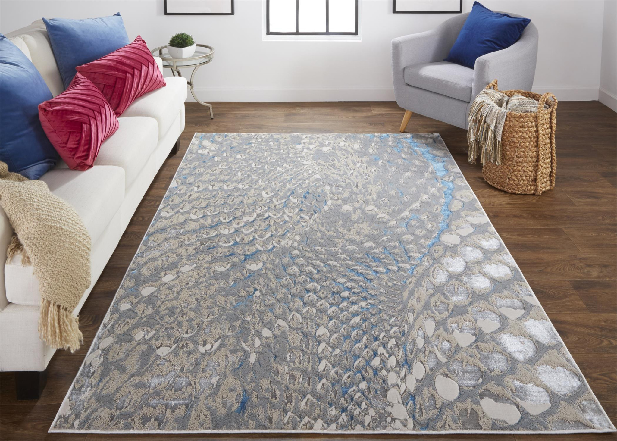 8" X 10" Gray Geometric Non Skid Area Rug