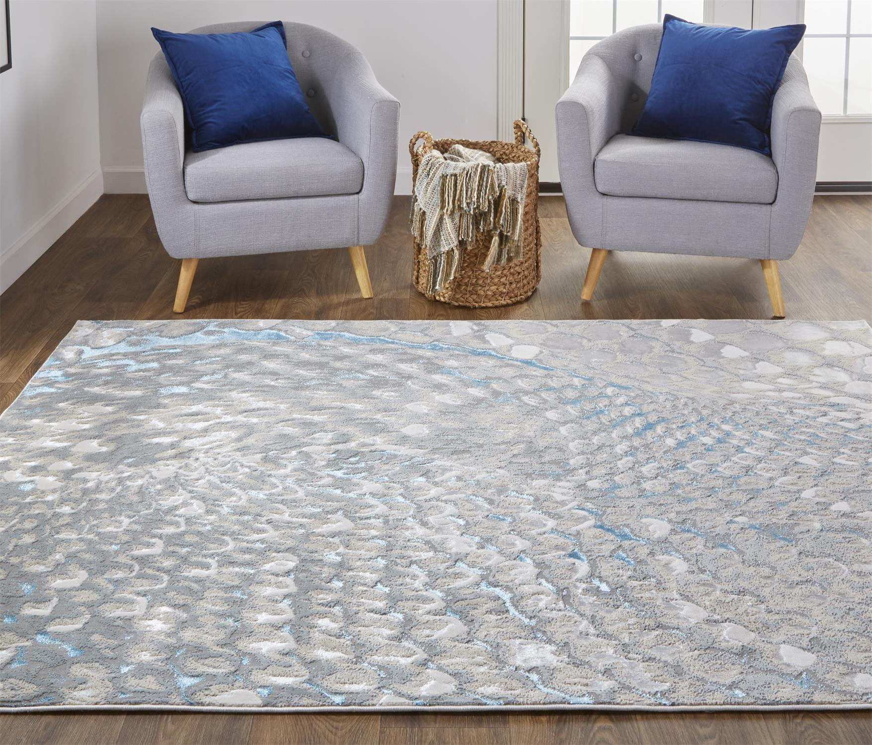 8" X 10" Gray Geometric Non Skid Area Rug