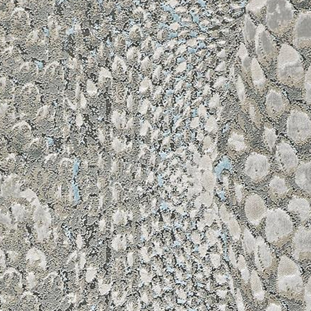 8" Blue and Gray Abstract Power Loom Runner Rug