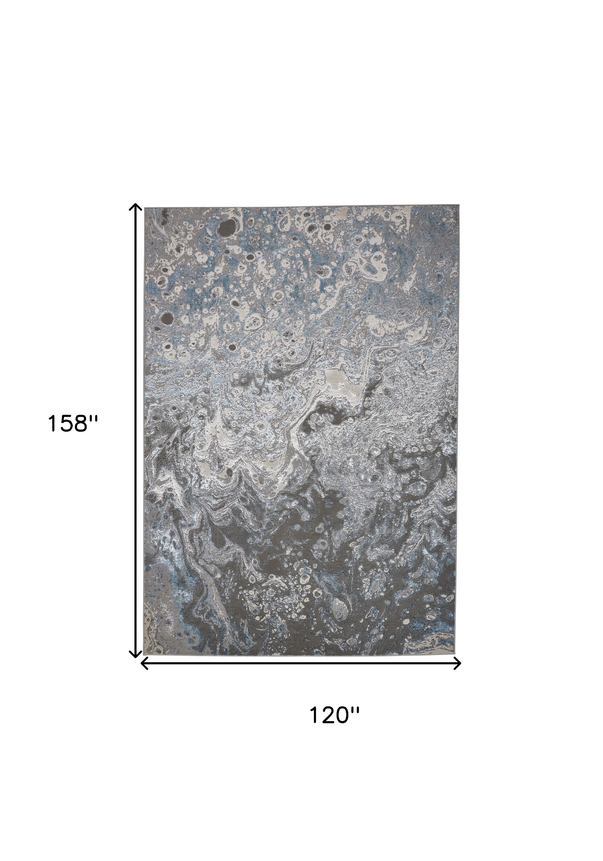 10" X 13" Blue and Gray Abstract Power Loom Area Rug