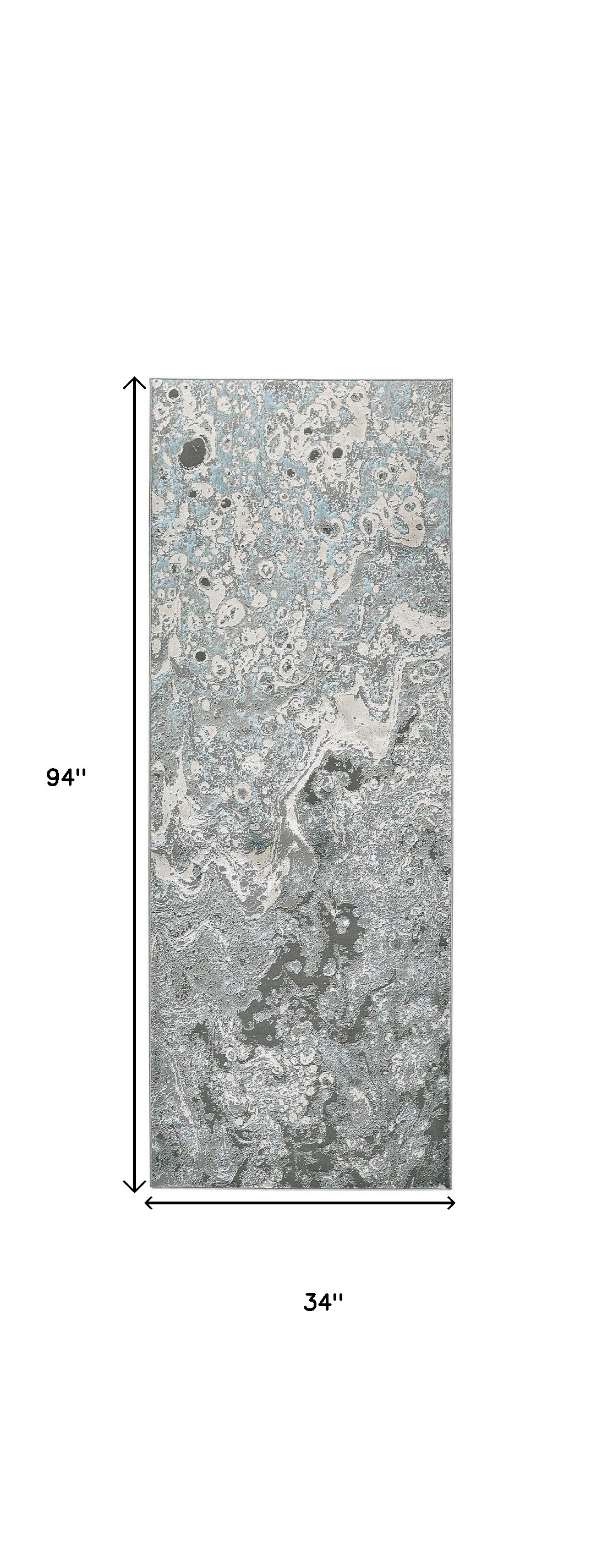 8" Blue and Gray Abstract Power Loom Runner Rug