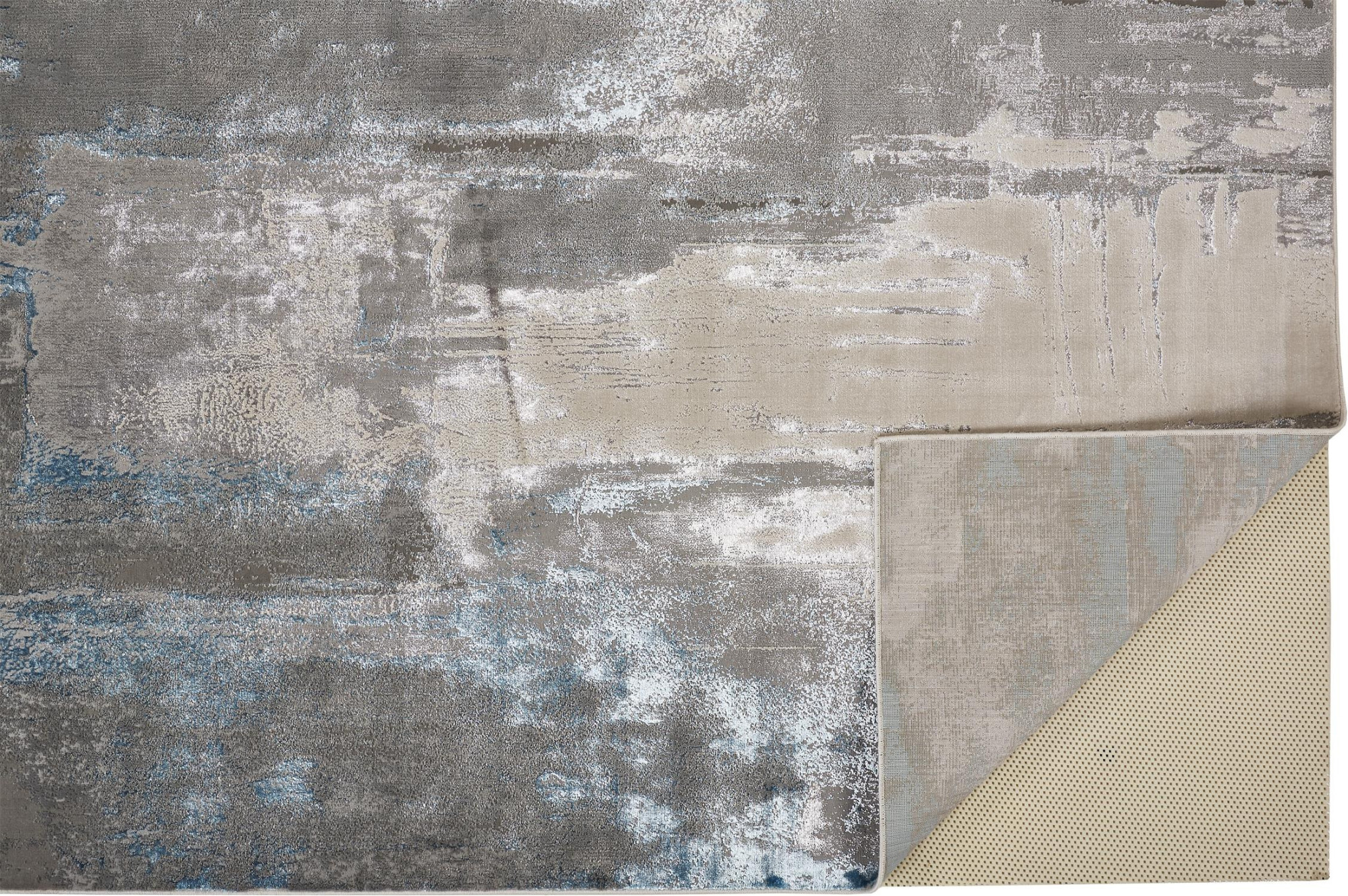 4" X 6" Gray and Ivory Abstract Non Skid Area Rug