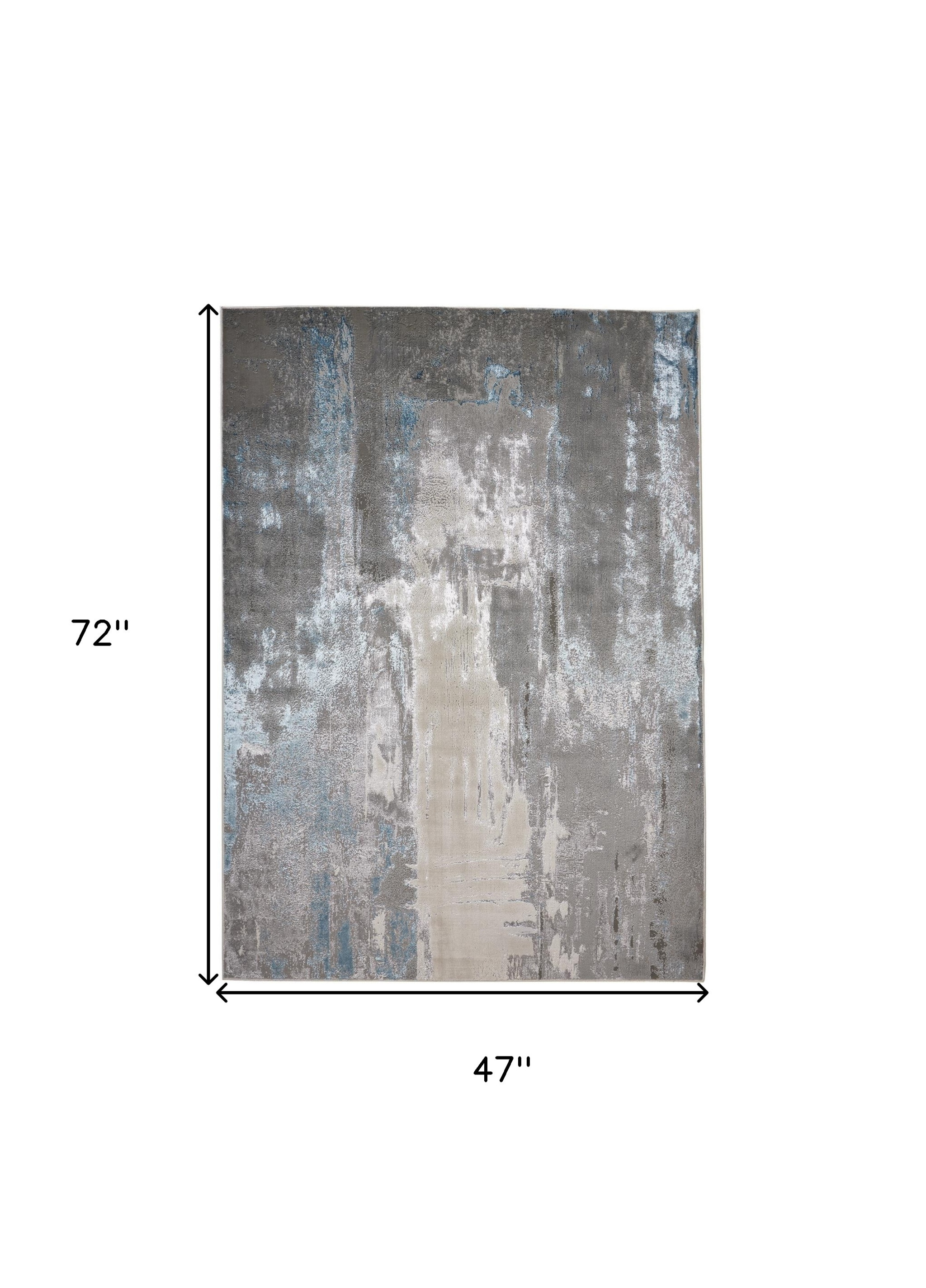 4" X 6" Gray and Ivory Abstract Non Skid Area Rug