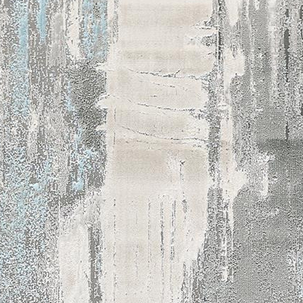 8" Blue and Gray Abstract Power Loom Runner Rug