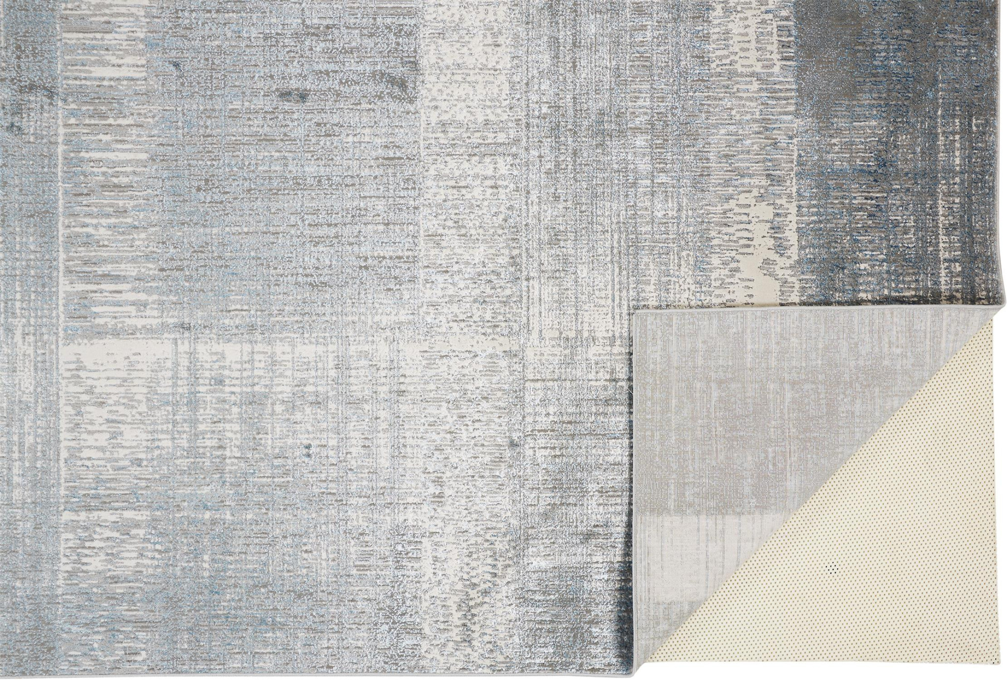 4" X 6" Gray and White Abstract Non Skid Area Rug