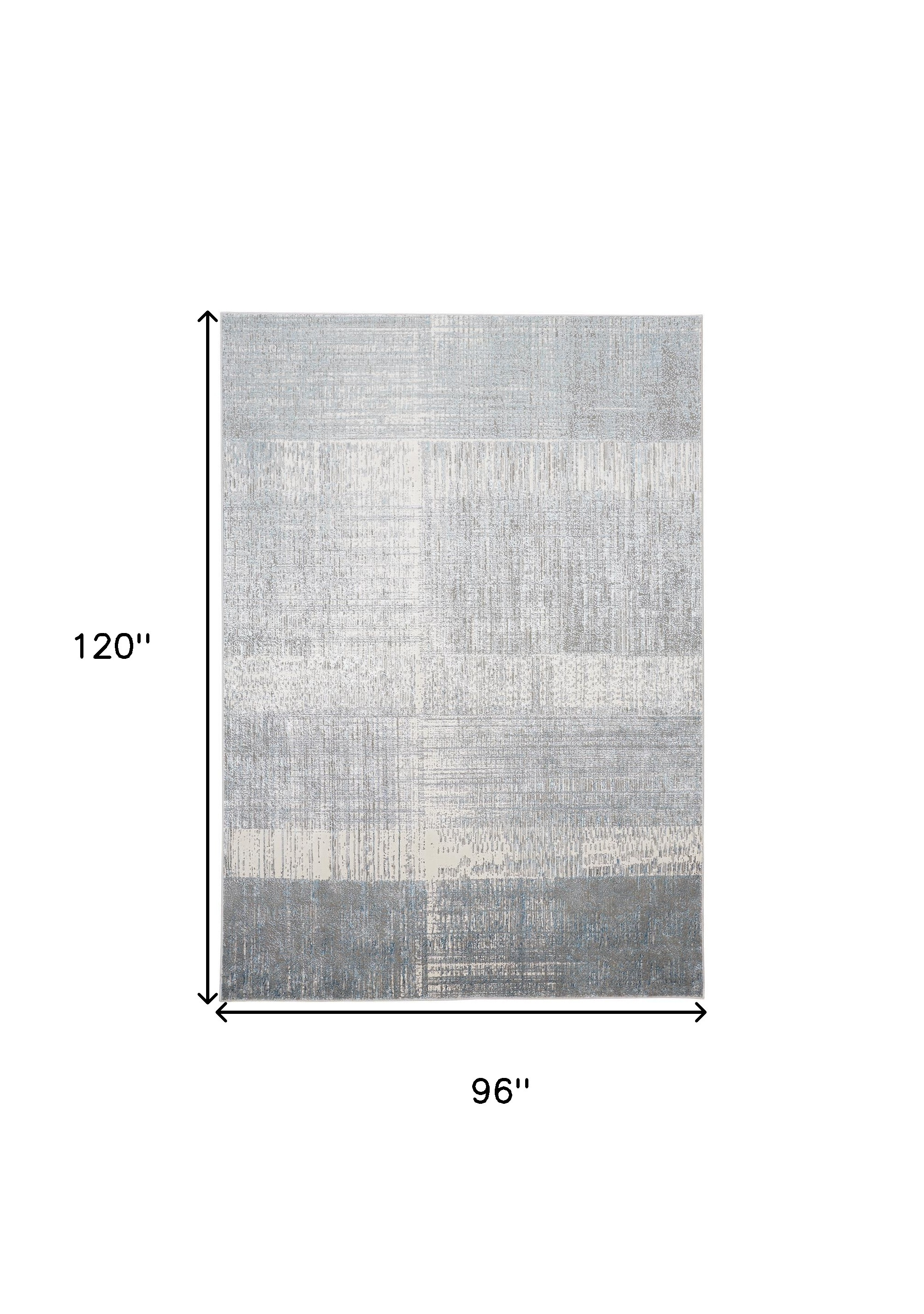 8" X 10" Gray and White Abstract Non Skid Area Rug