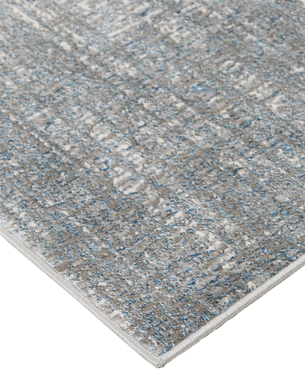 7" X 10" Gray and White Abstract Non Skid Area Rug