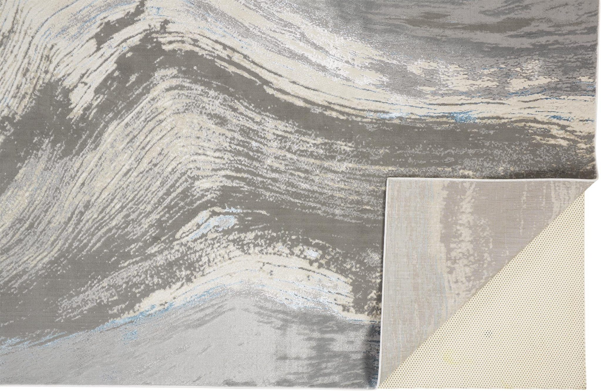 9" X 12" Gray Ivory And Blue Abstract Area Rug