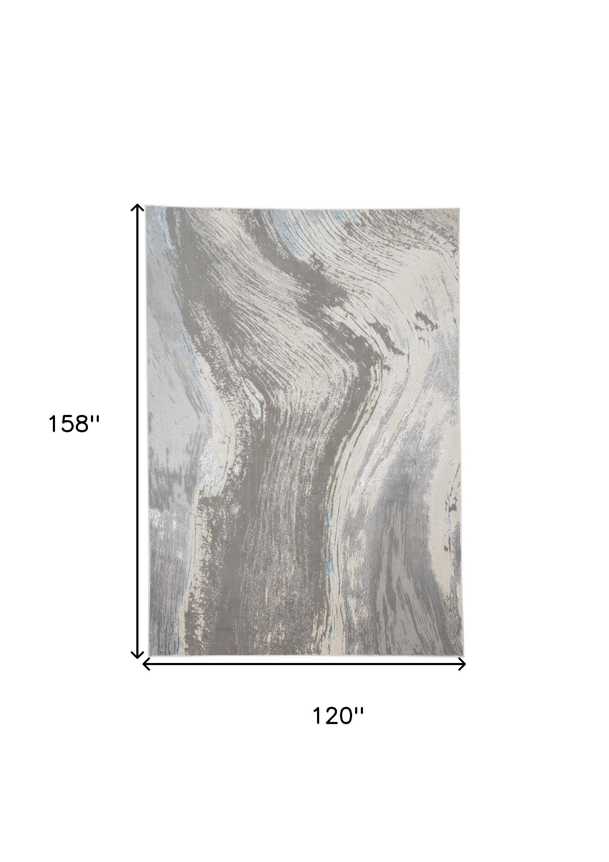 10" X 13" Blue and Gray Abstract Power Loom Area Rug