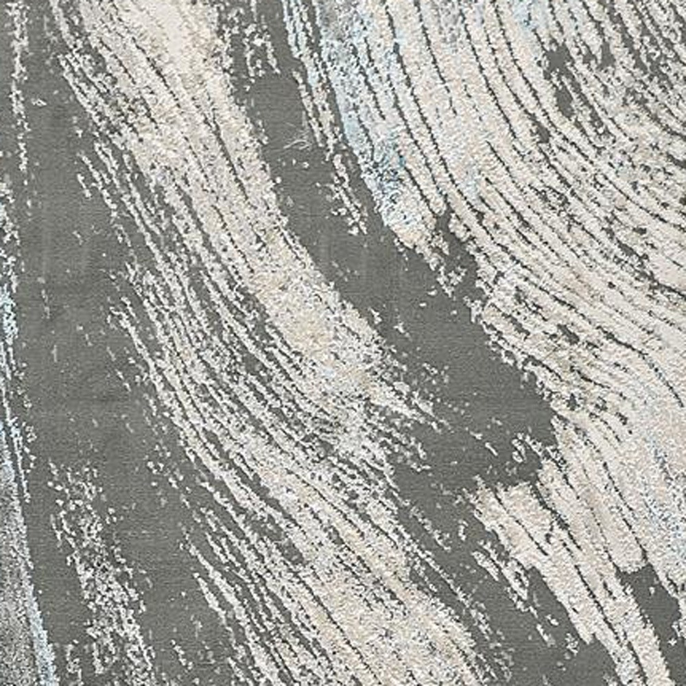 8" Blue and Gray Abstract Power Loom Runner Rug