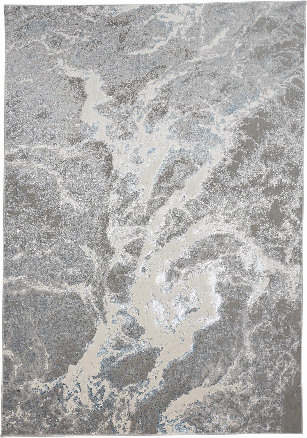 4" X 6" Gray and Ivory Abstract Power Loom Area Rug