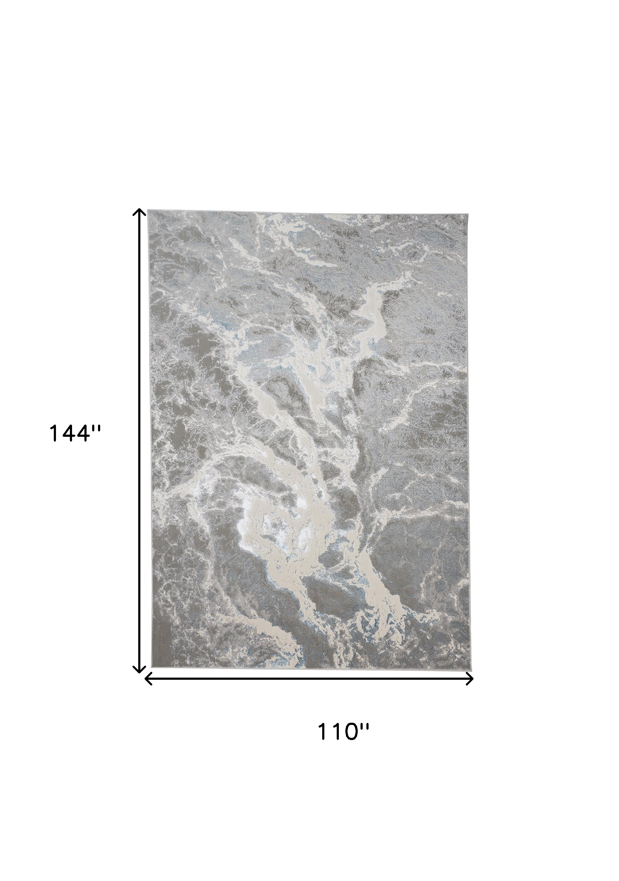 9" X 12" Gray and Ivory Abstract Power Loom Area Rug