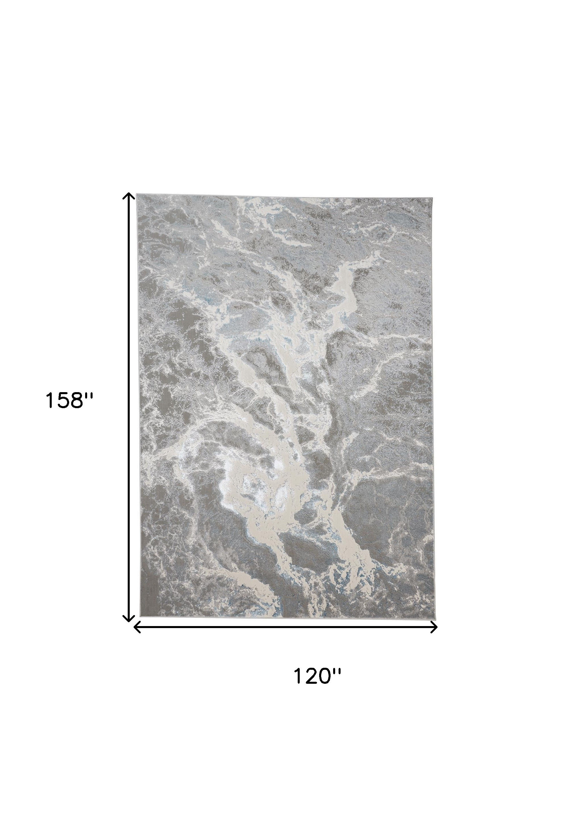 10" X 13" Gray and Ivory Abstract Power Loom Area Rug
