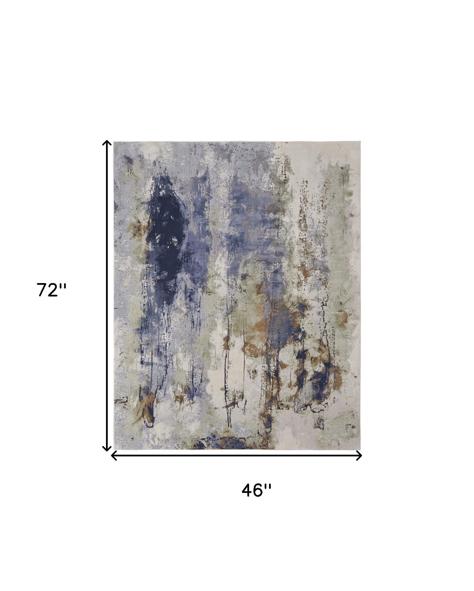 4" X 6" Blue and Ivory Abstract Power Loom Area Rug