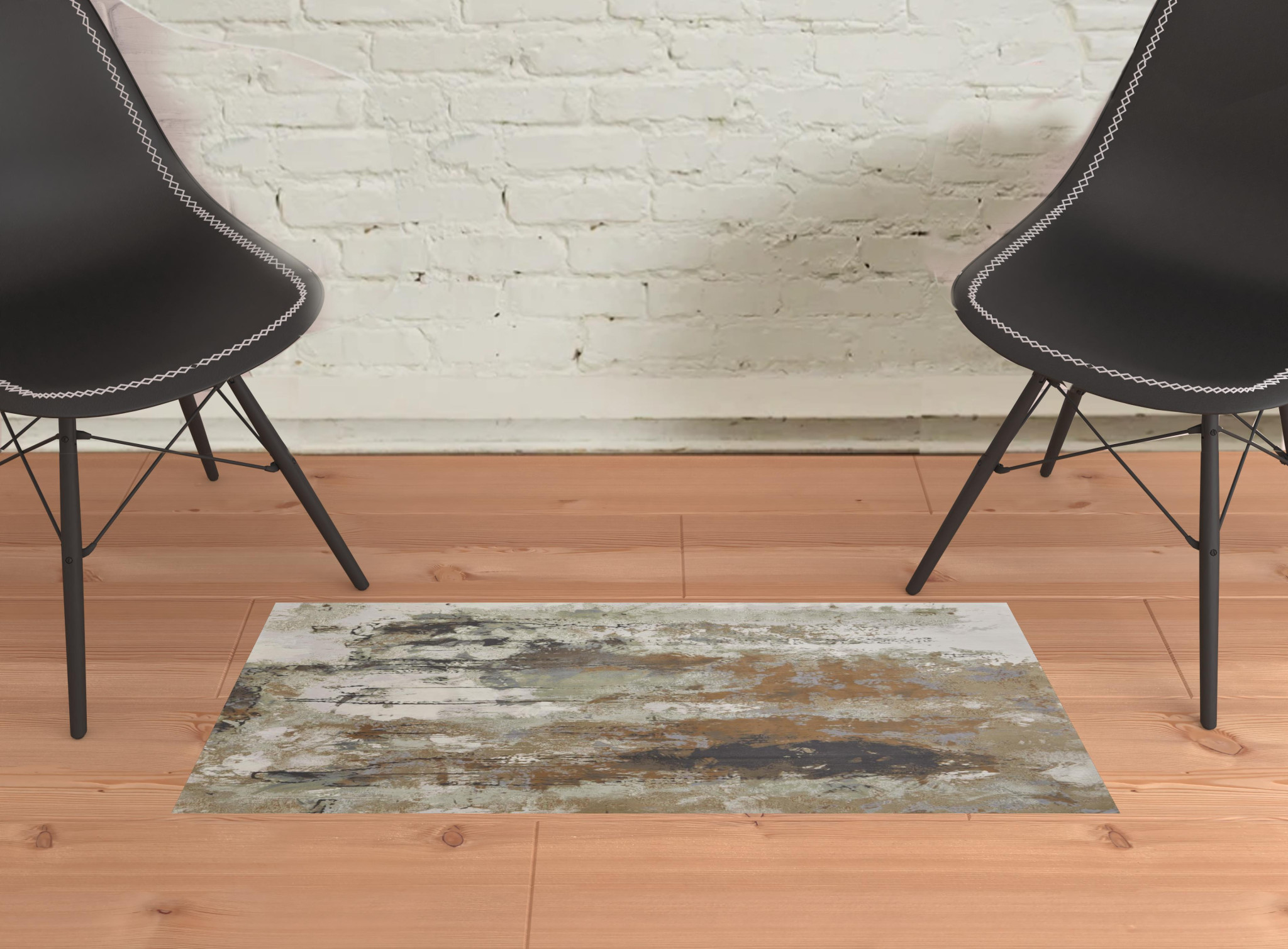 2" X 3" Orange Purple And Green Abstract Power Loom Area Rug