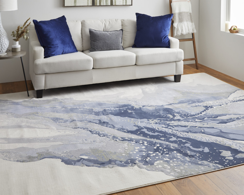 4" X 6" Gray and Ivory Abstract Power Loom Area Rug